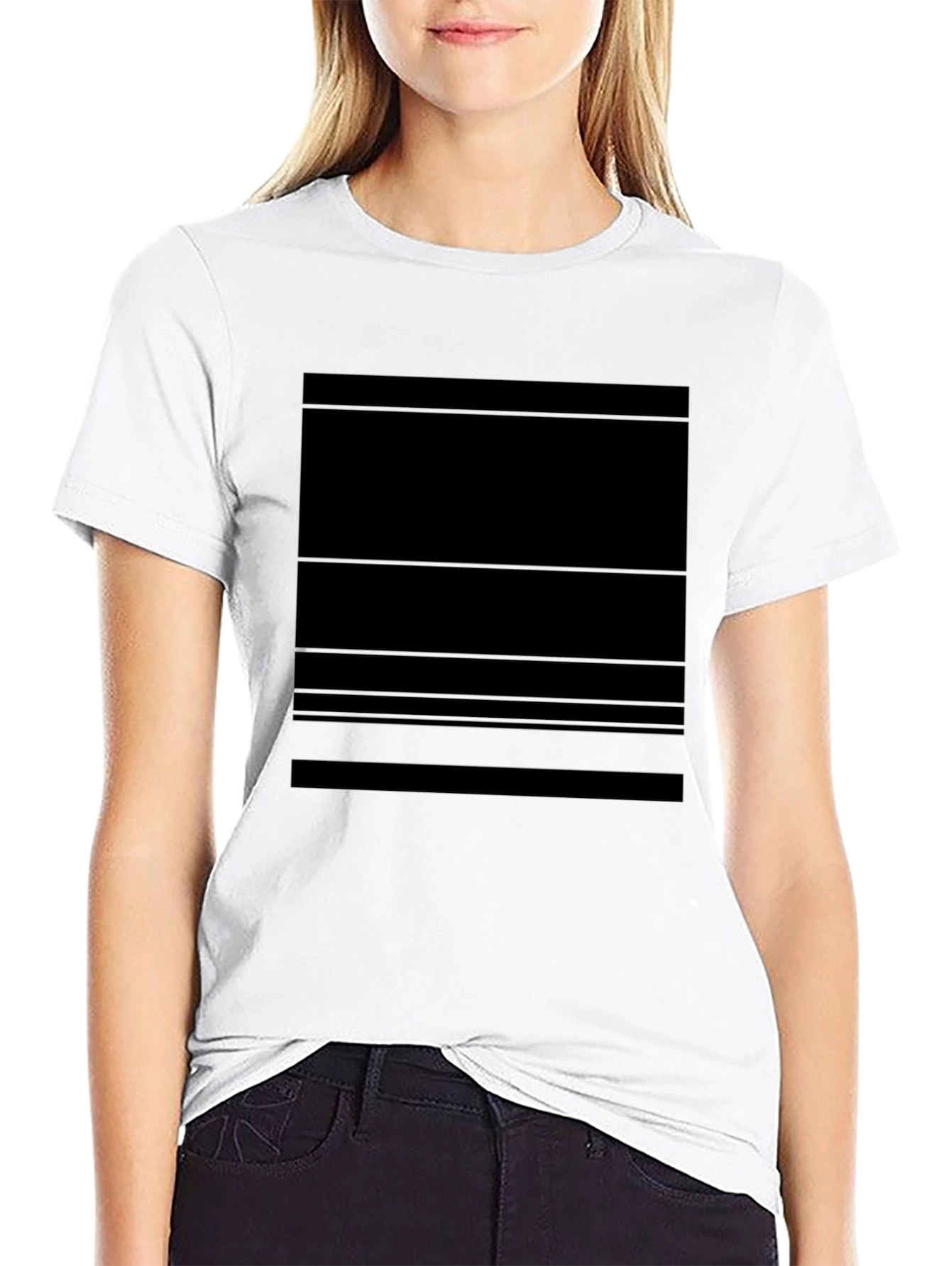 Striped Design Black T-Shirt
