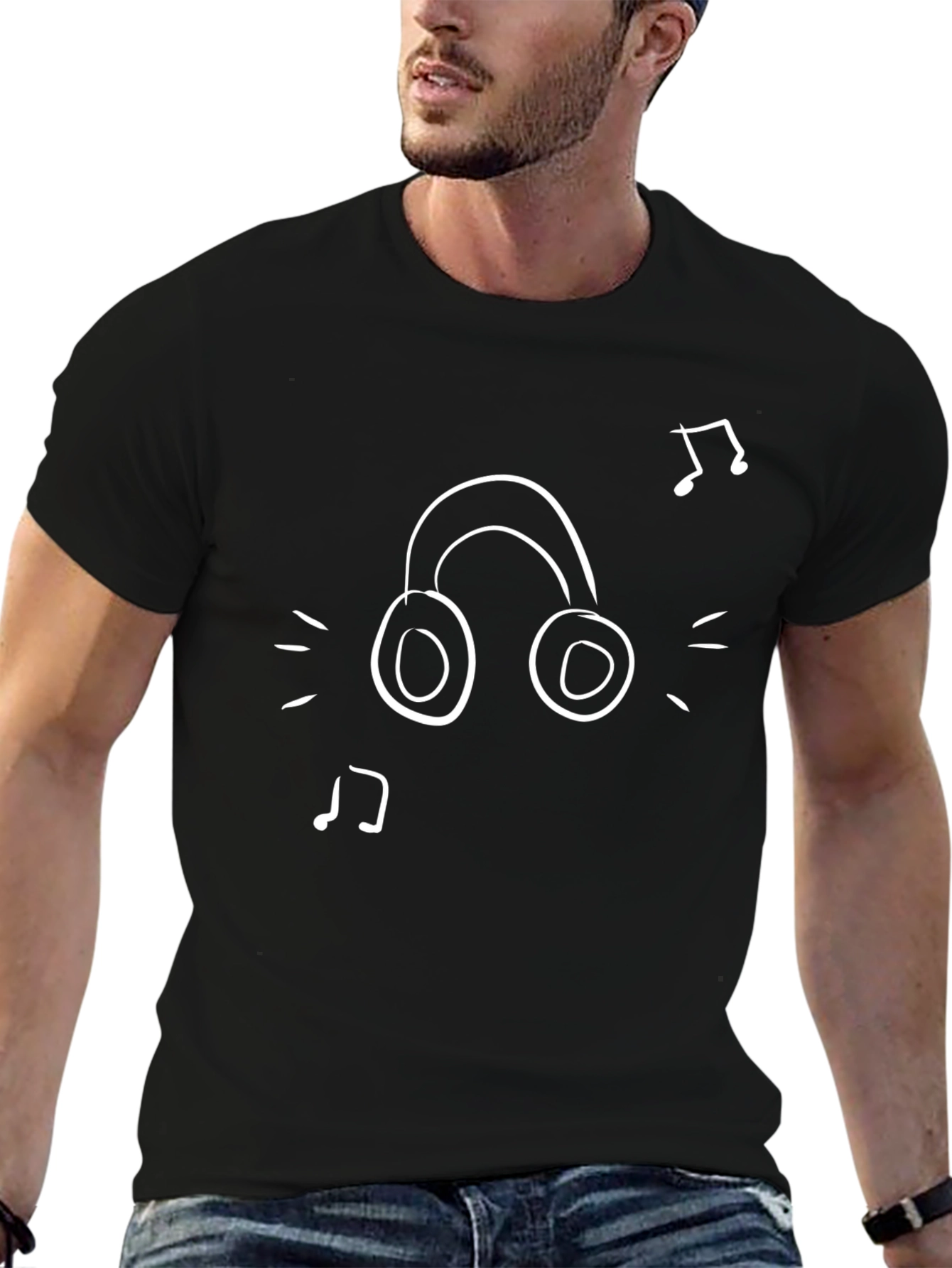 Music Lovers Tee: Headphone & Note Graphic T-Shirt