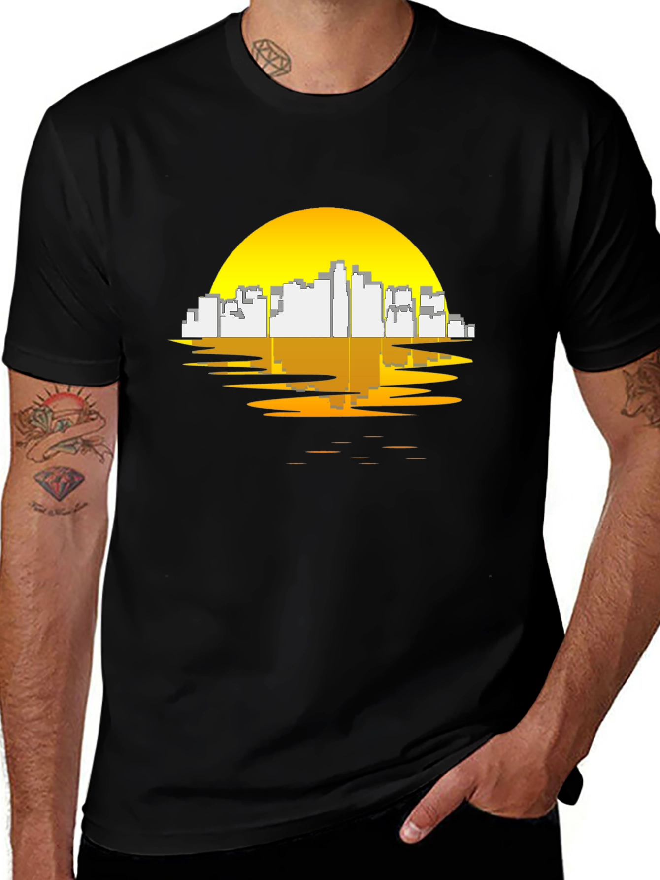 Sunset City Graphic Tee - Black