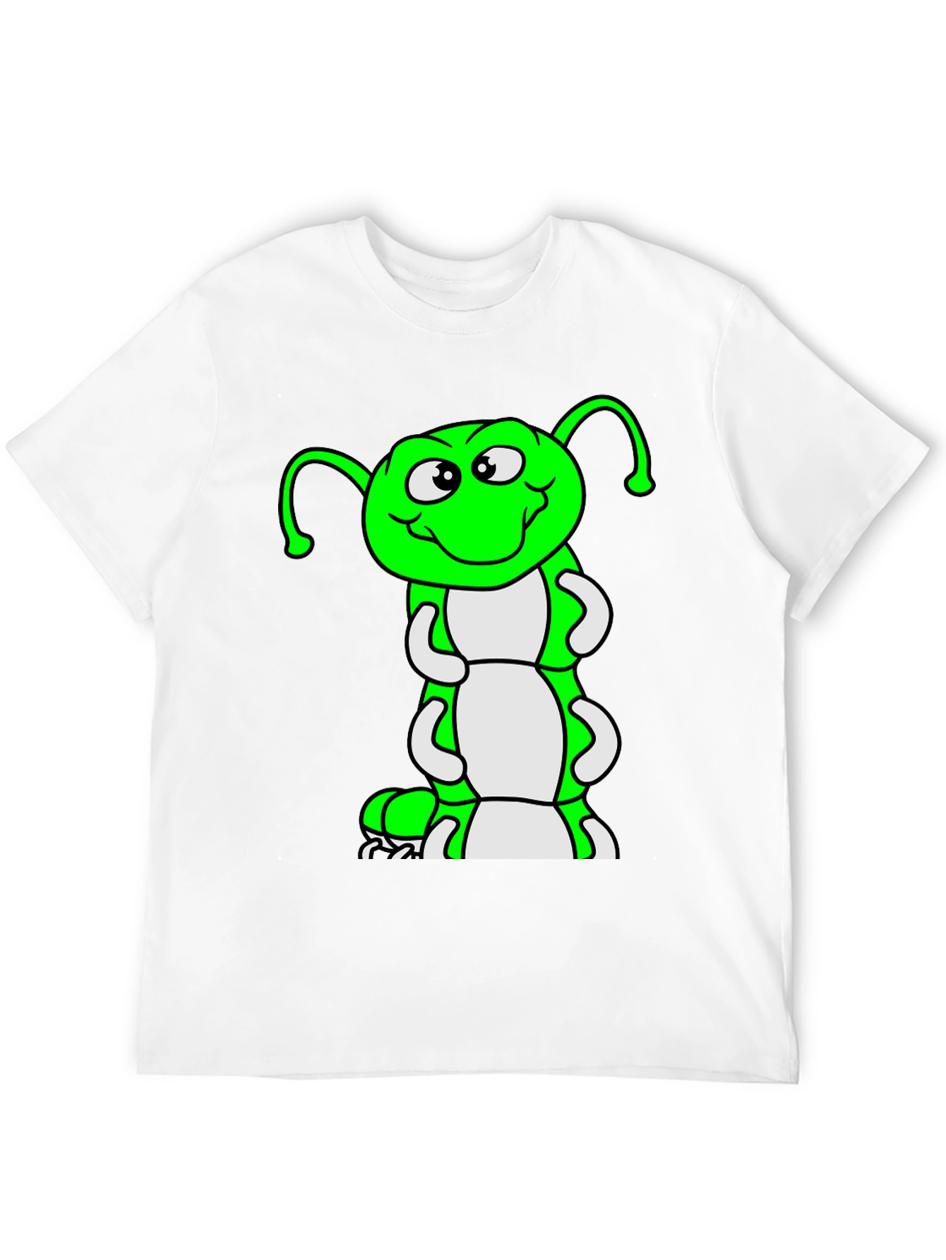 Cartoon Caterpillar Black T-Shirt
