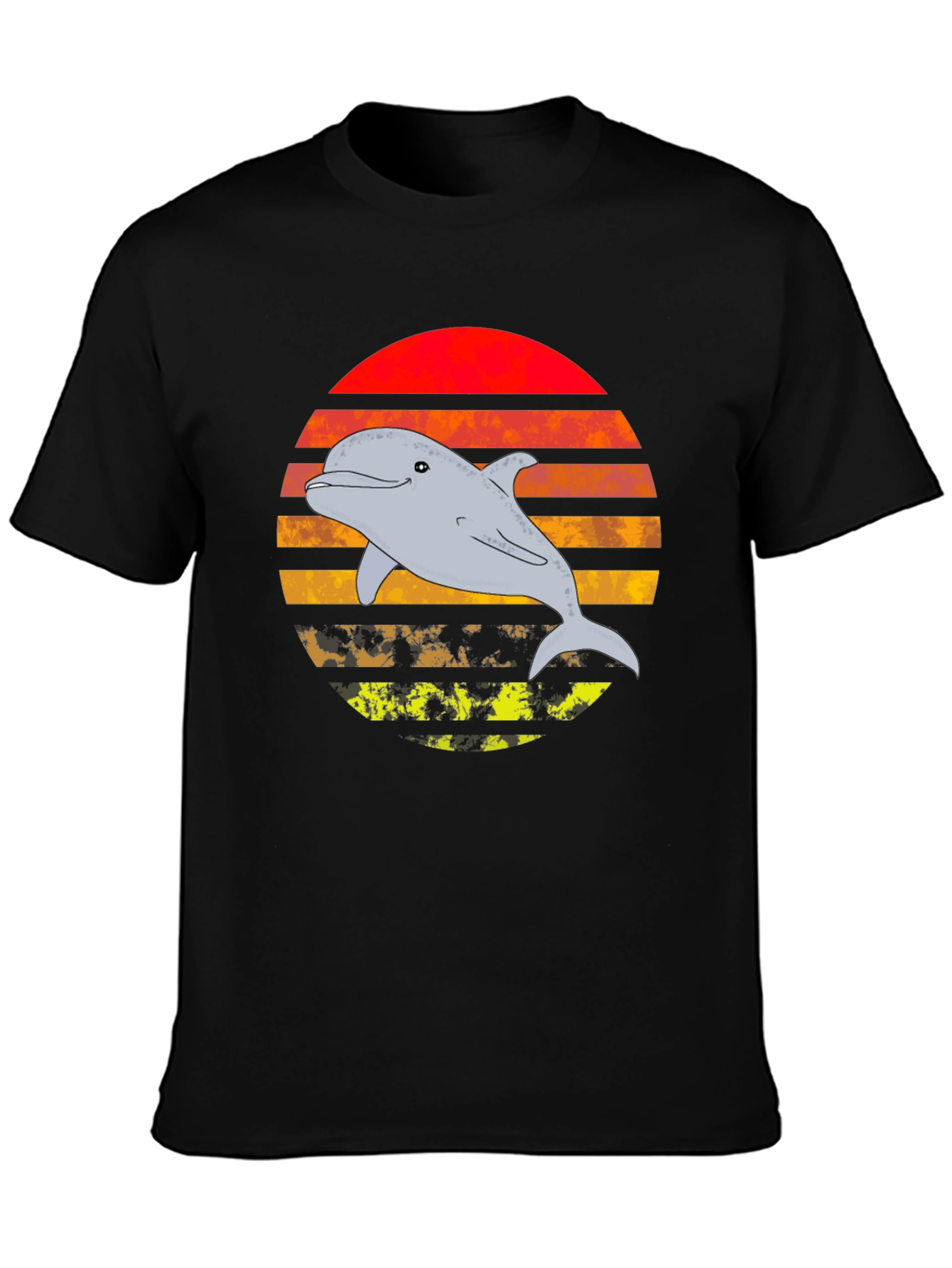 Retro Dolphin Sunset Graphic T-Shirt
