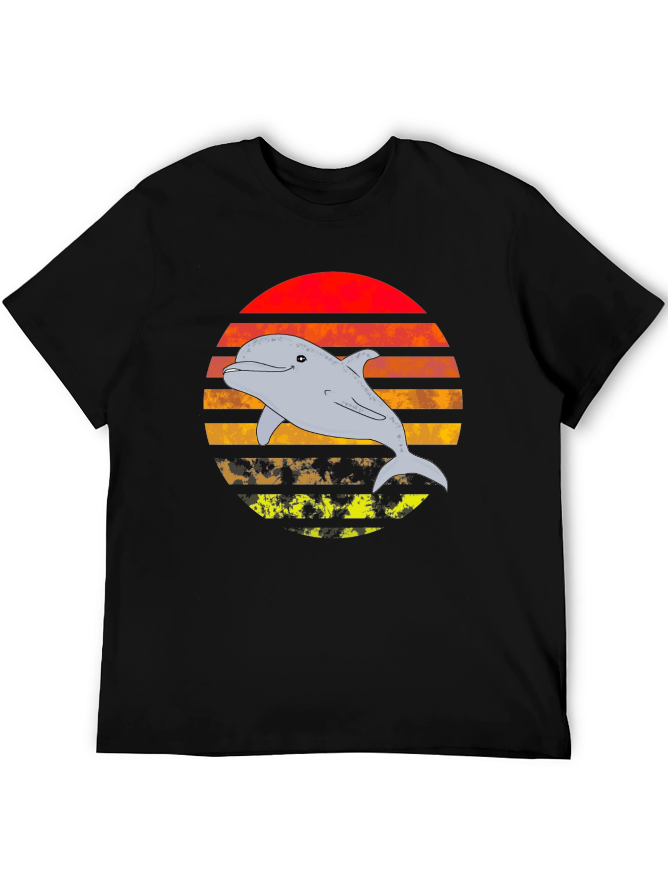 Retro Dolphin Sunset Graphic T-Shirt