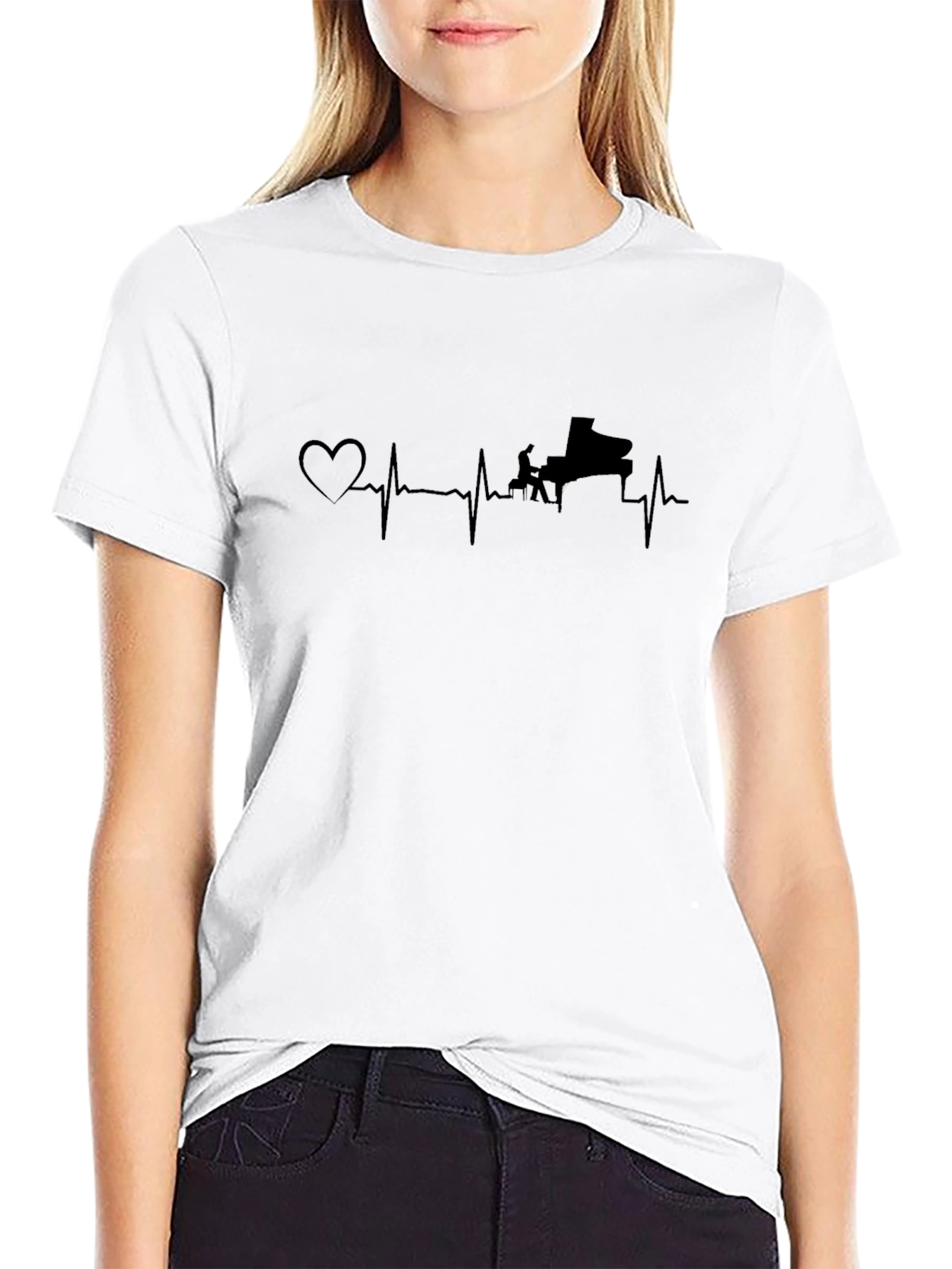 Piano Heartbeat T-Shirt - Musicians Style