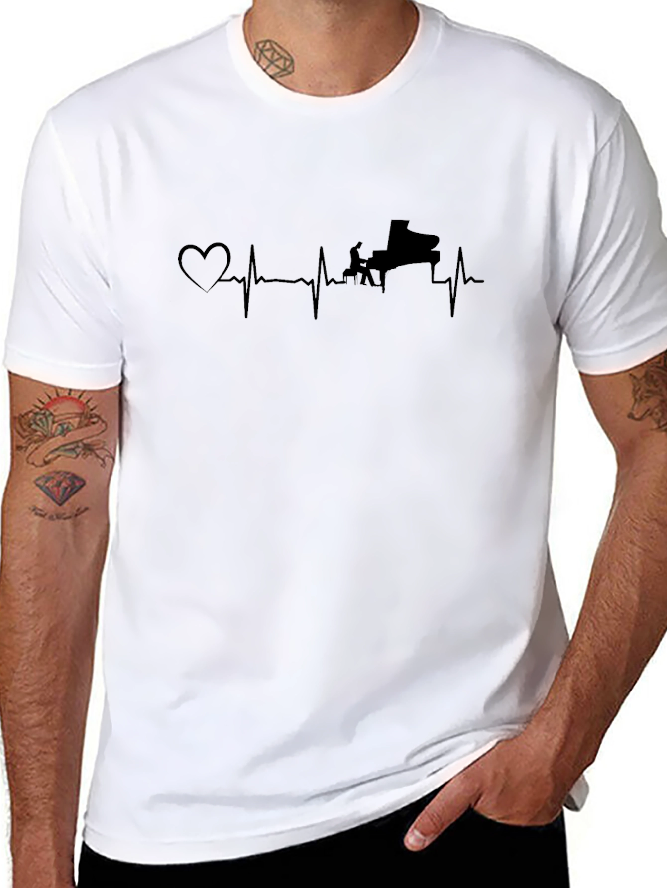 Piano Heartbeat T-Shirt - Musicians Style