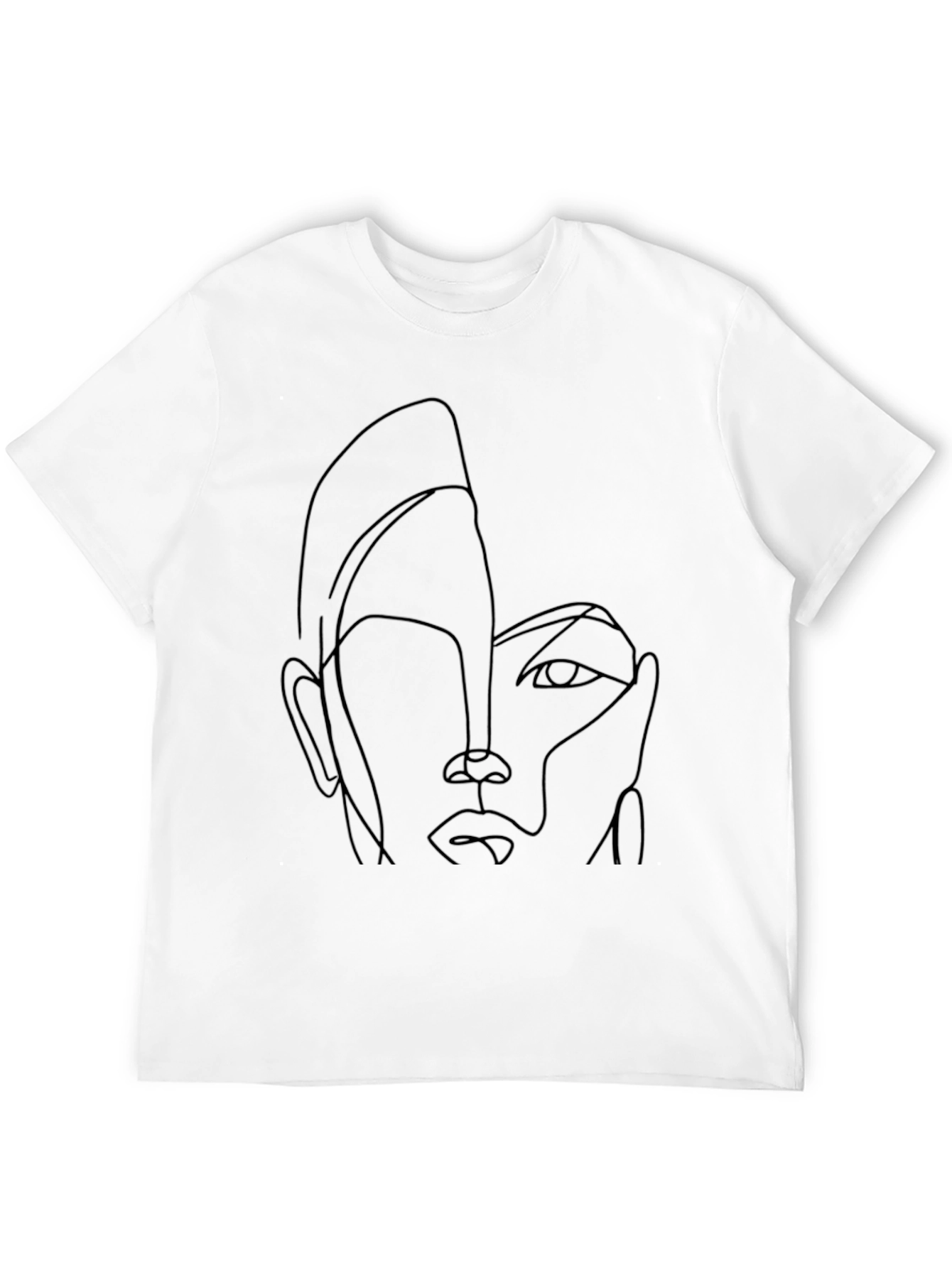 Abstract Face Line Art Black Graphic Tee
