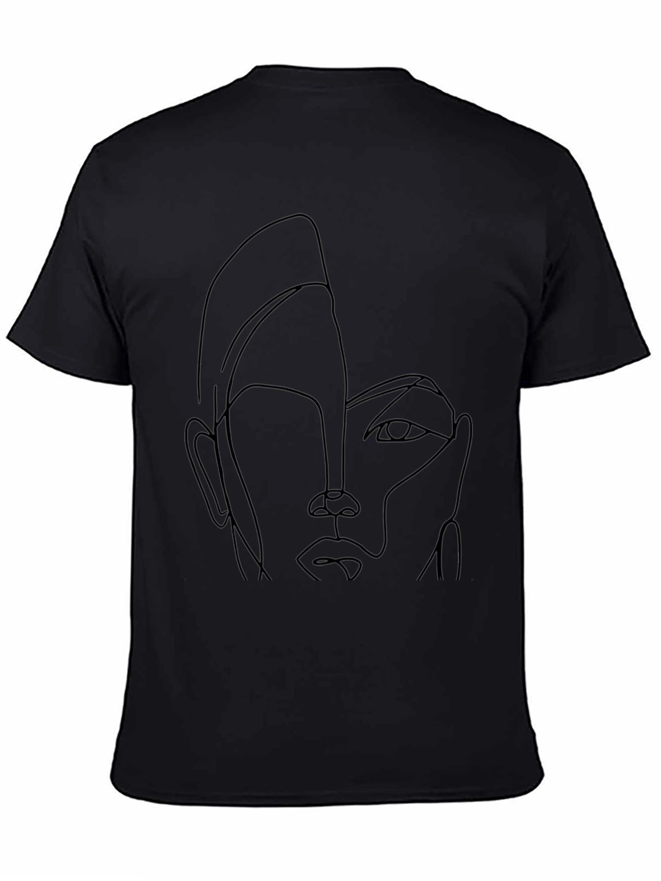 Abstract Face Line Art Black Graphic Tee