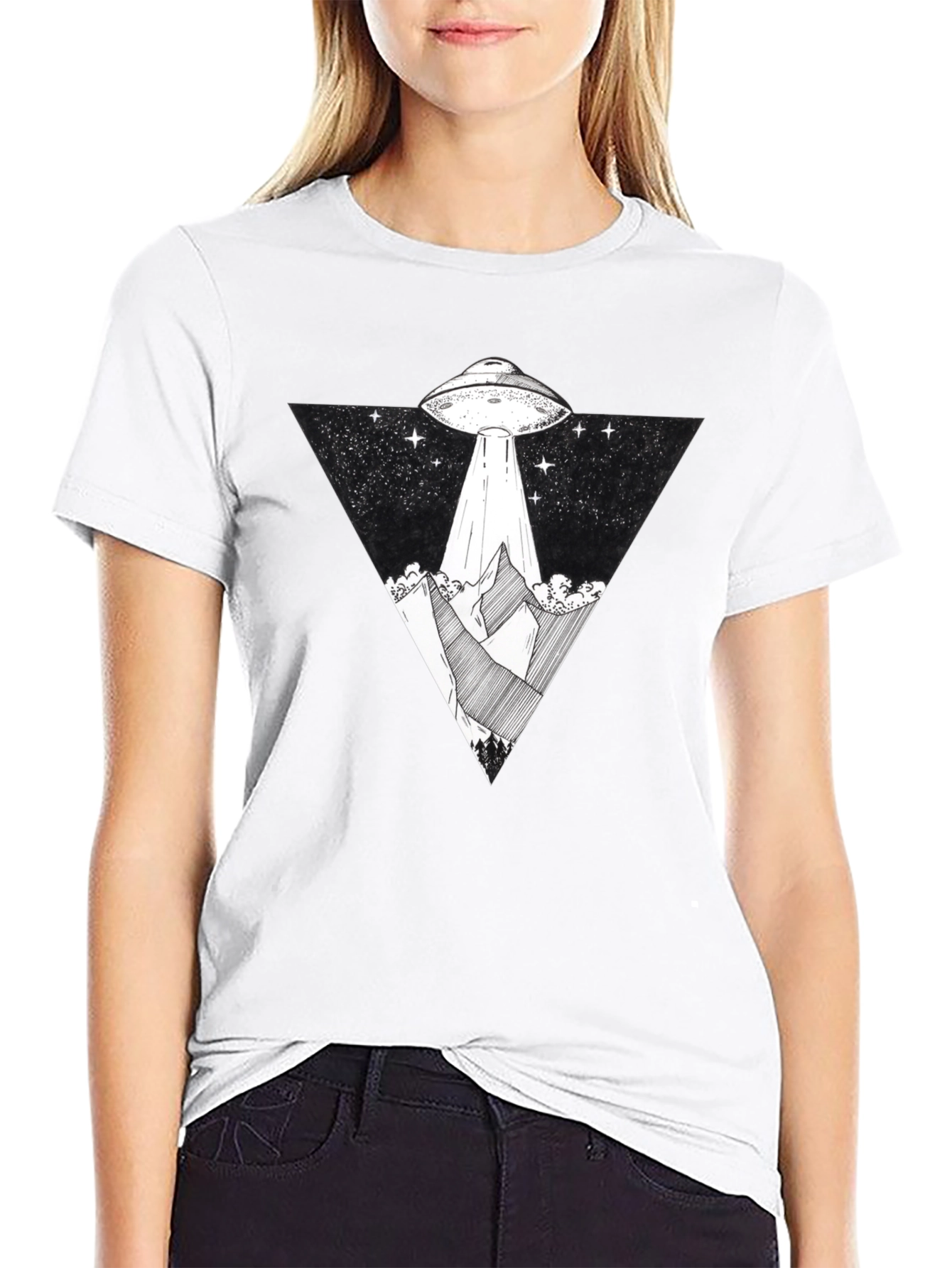 UFO Abduction Graphic Tee - Black T-Shirt