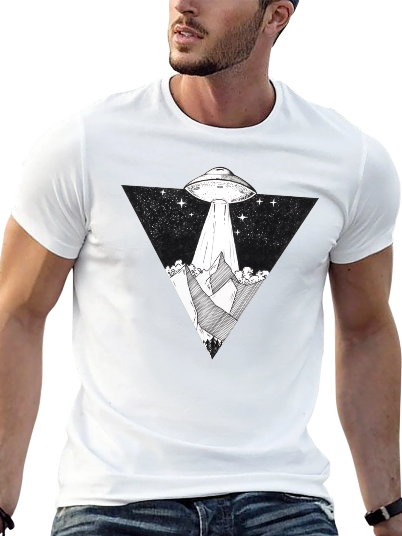 UFO Abduction Graphic Tee - Black T-Shirt