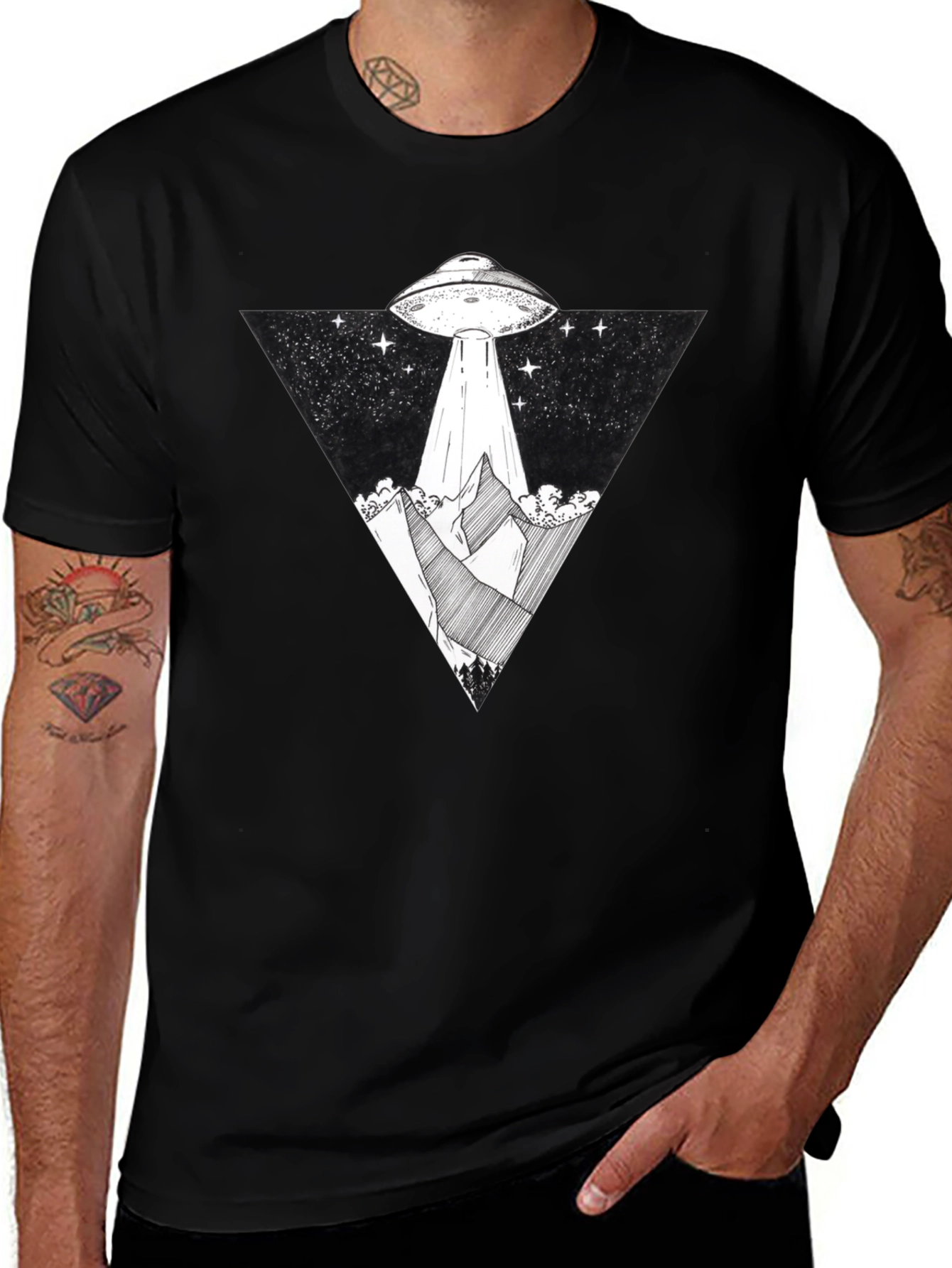 UFO Abduction Graphic Tee - Black T-Shirt