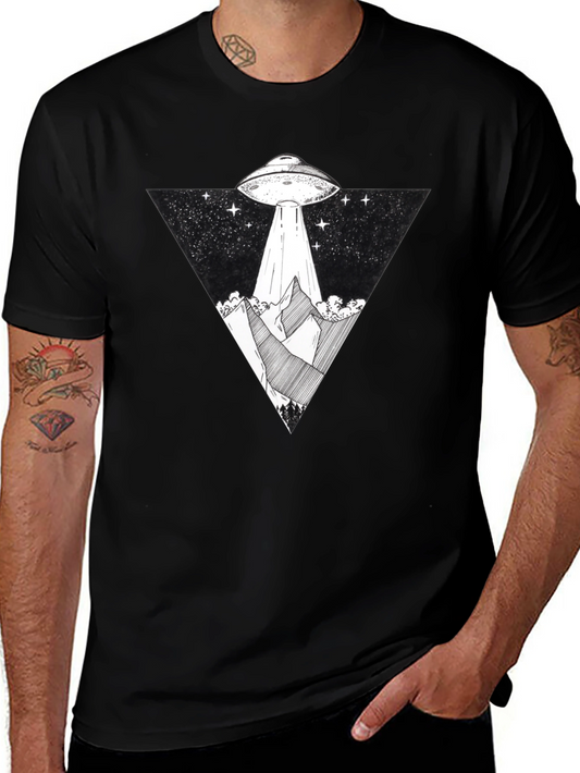 UFO Abduction Graphic Tee - Black T-Shirt
