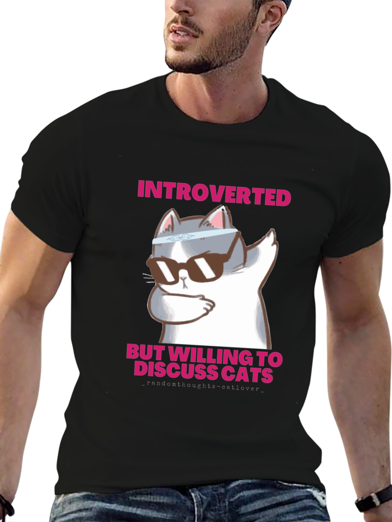 Introverted Cat Lover T-Shirt - Funny Graphic Tee
