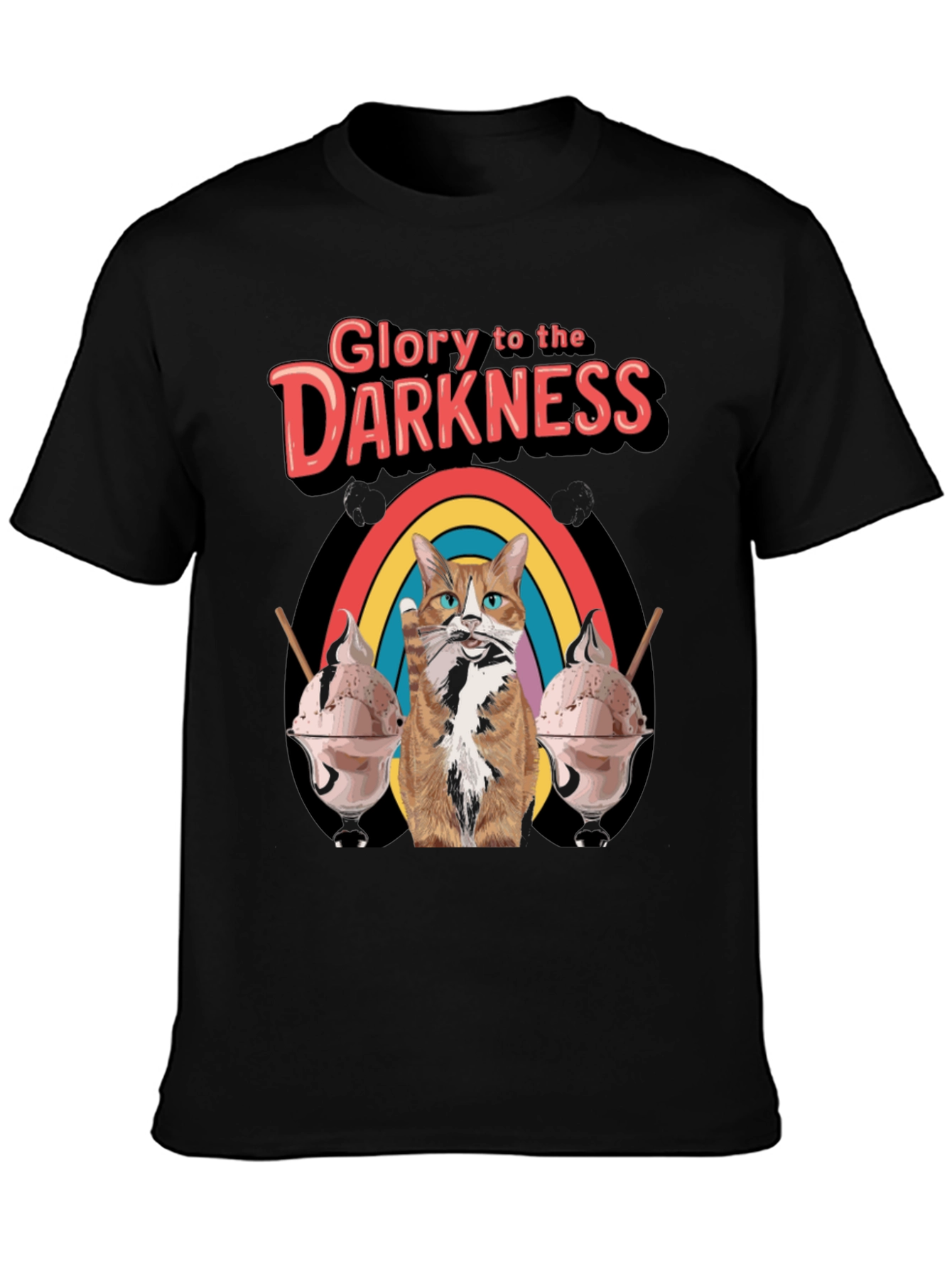 Glory To Darkness Cat Rainbow Ice Cream T-Shirt