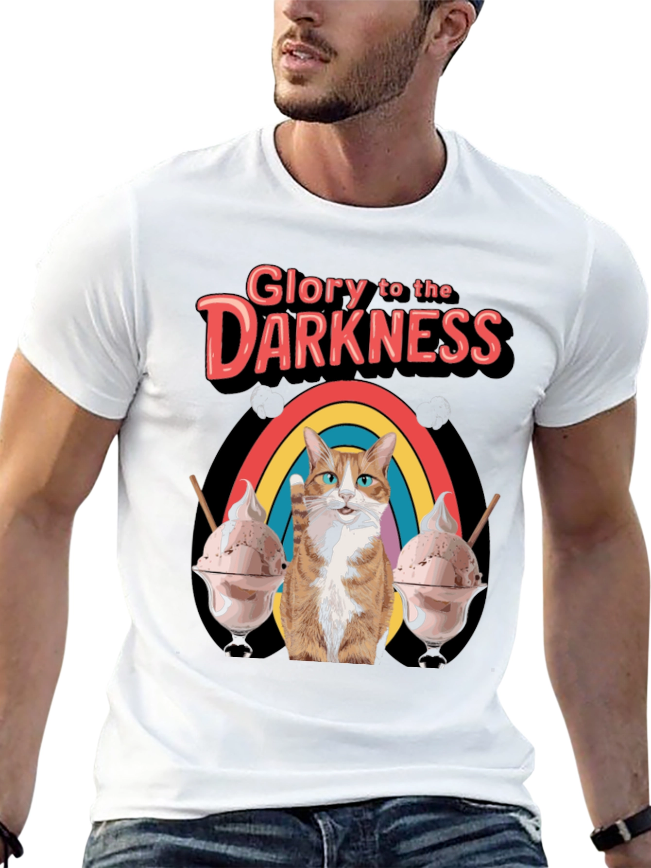 Glory To Darkness Cat Rainbow Ice Cream T-Shirt