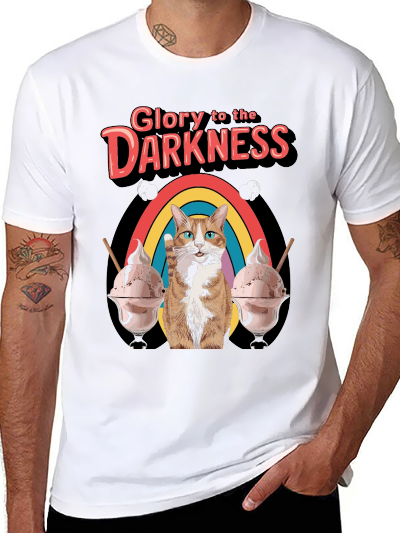 Glory To Darkness Cat Rainbow Ice Cream T-Shirt