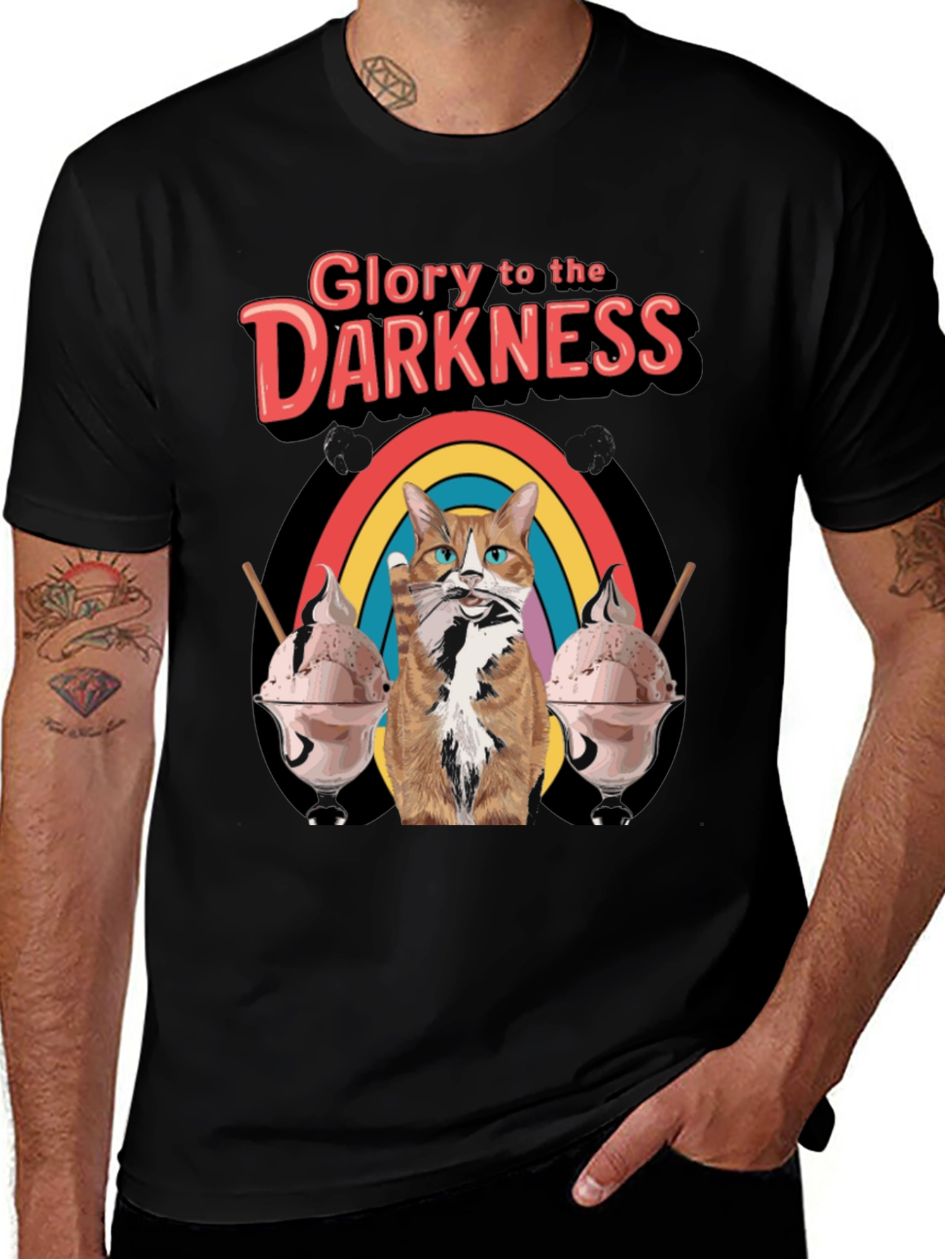 Glory To Darkness Cat Rainbow Ice Cream T-Shirt