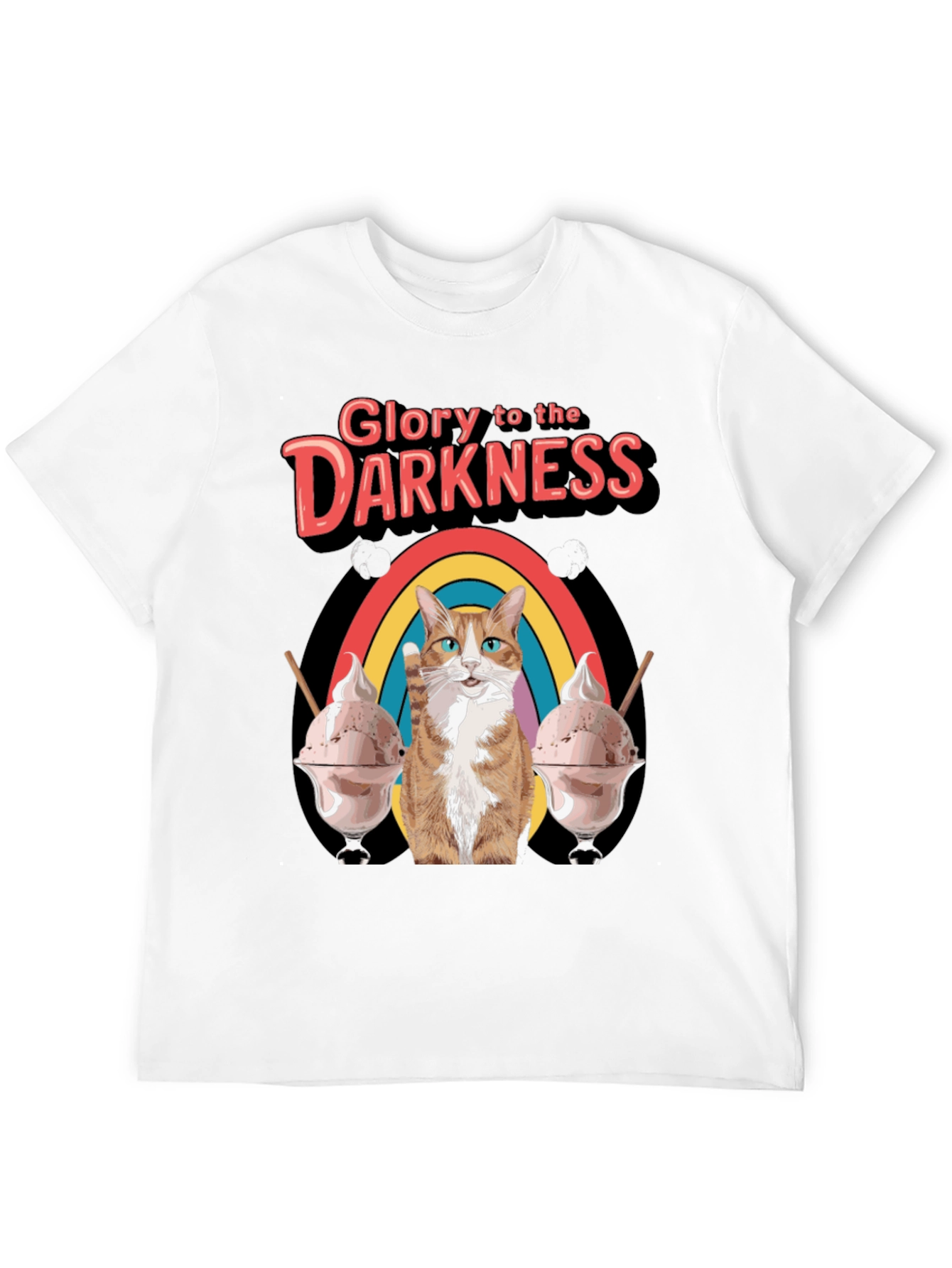 Glory To Darkness Cat Rainbow Ice Cream T-Shirt