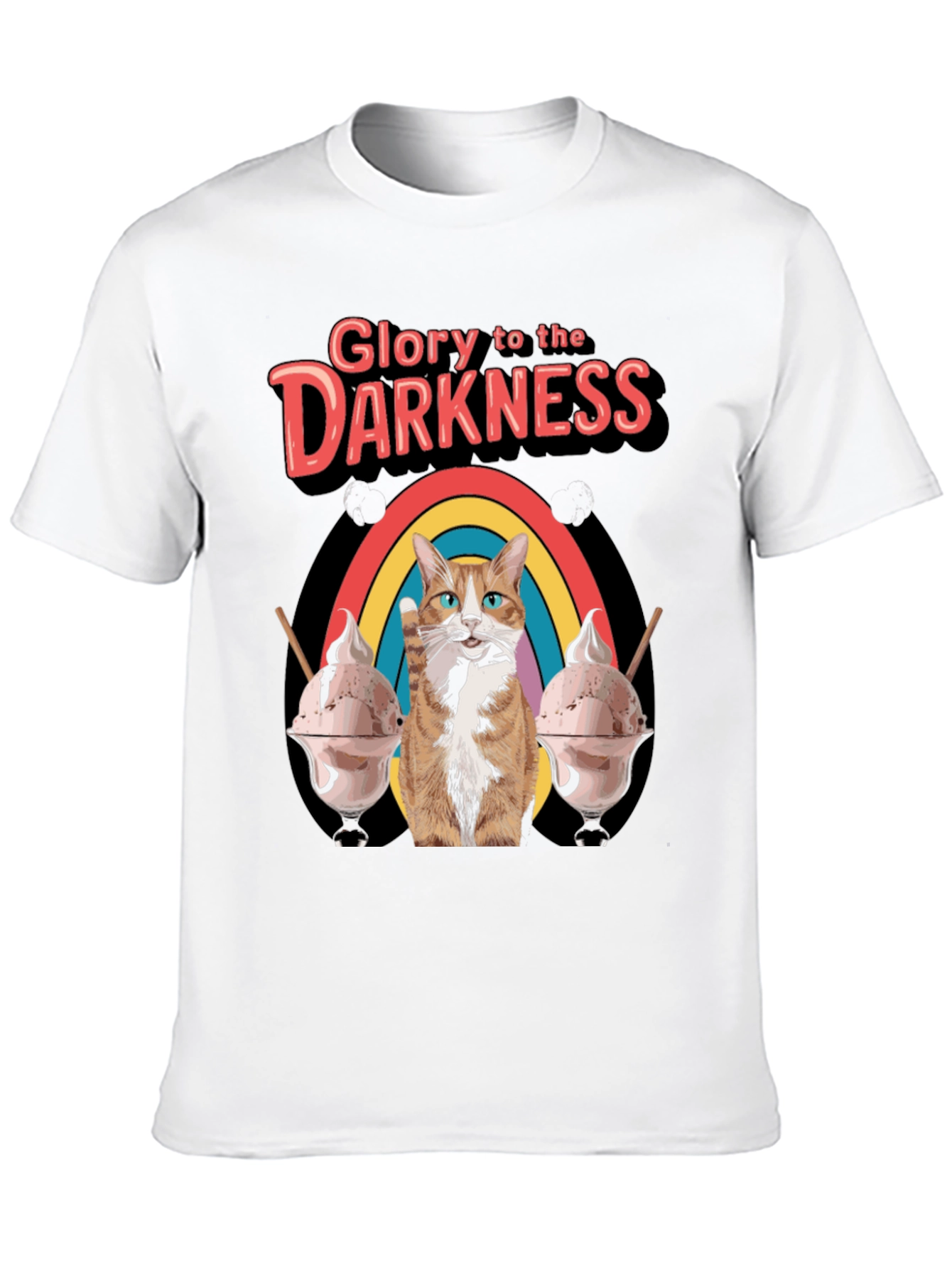 Glory To Darkness Cat Rainbow Ice Cream T-Shirt