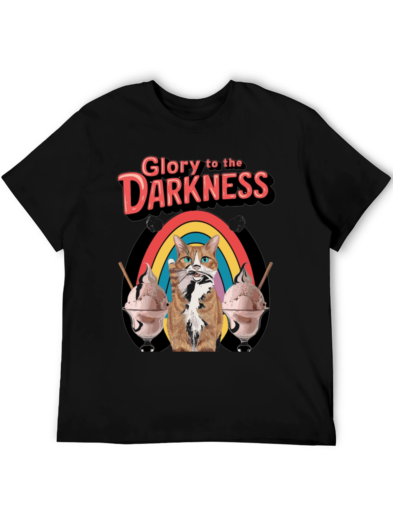 Glory To Darkness Cat Rainbow Ice Cream T-Shirt