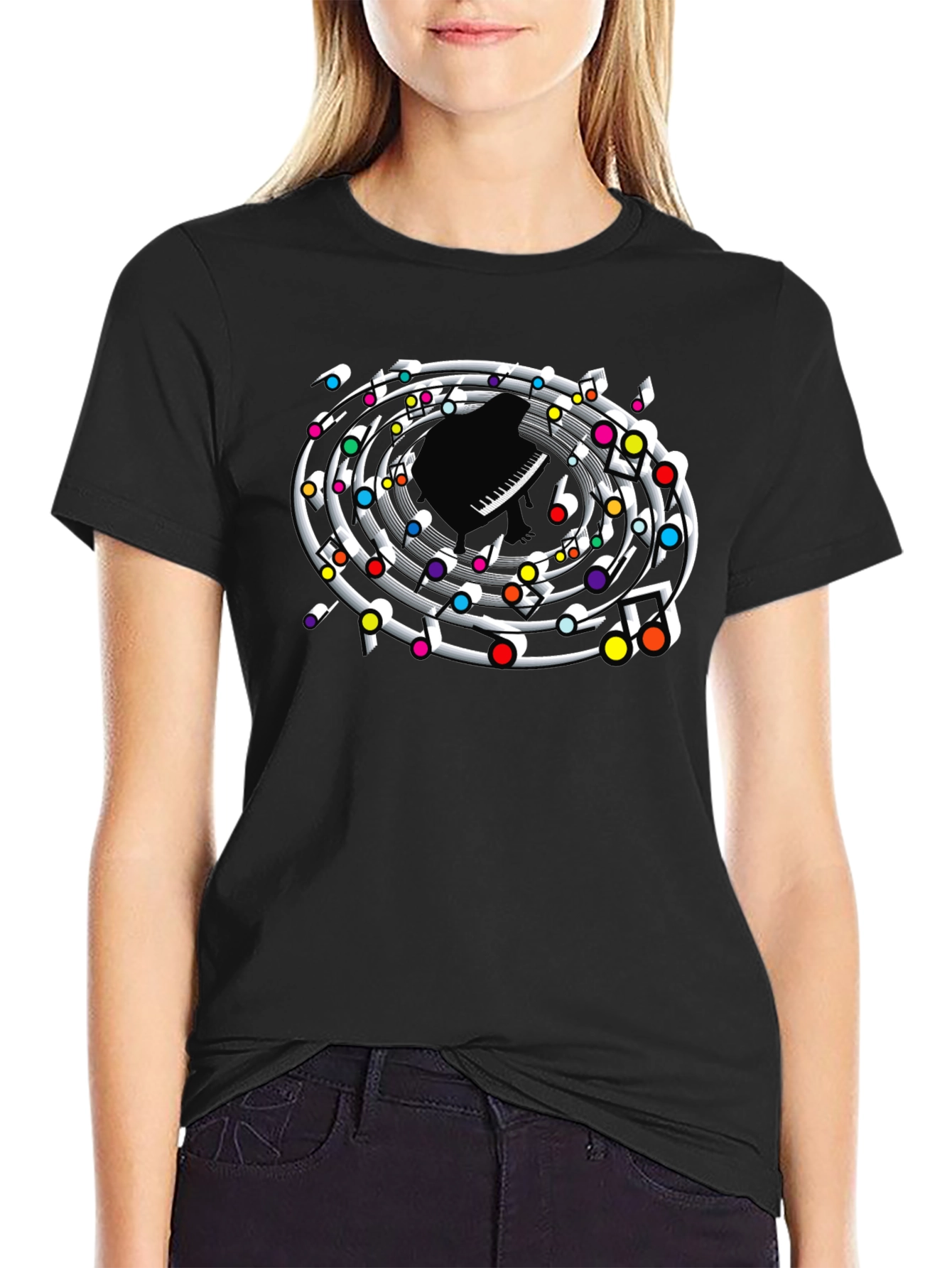 Musical Piano Notes Graphic Tee