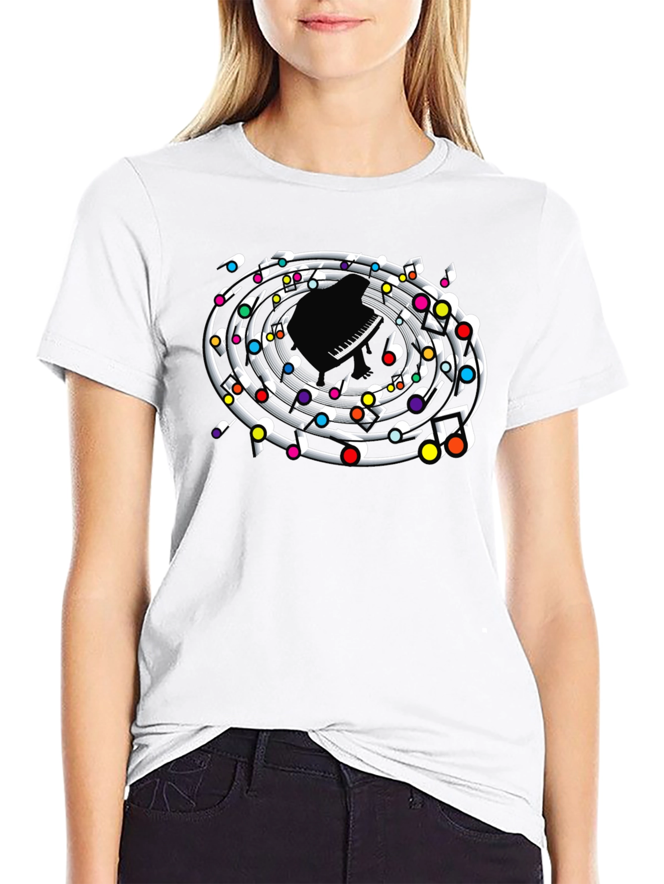 Musical Piano Notes Graphic Tee