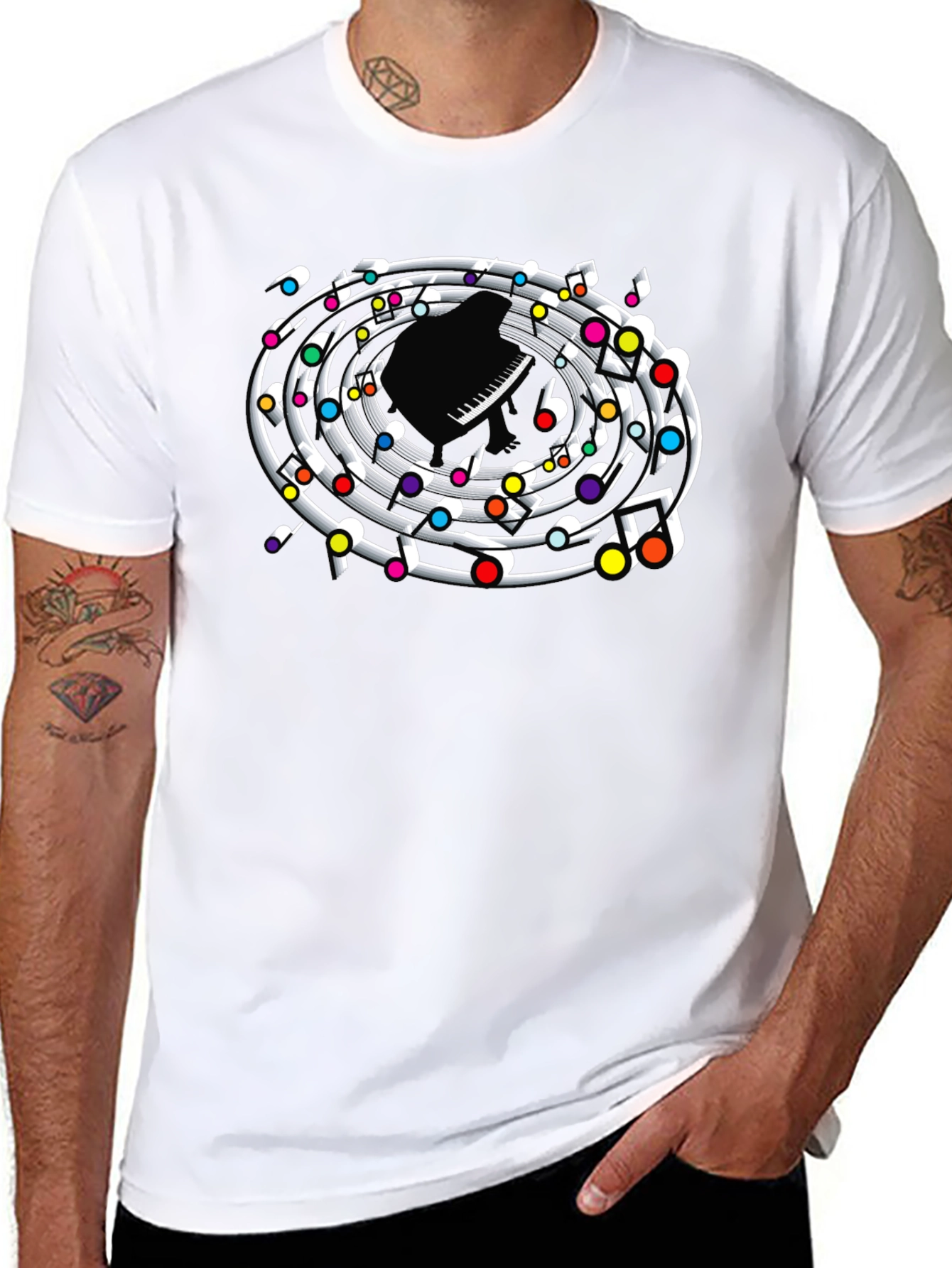 Musical Piano Notes Graphic Tee