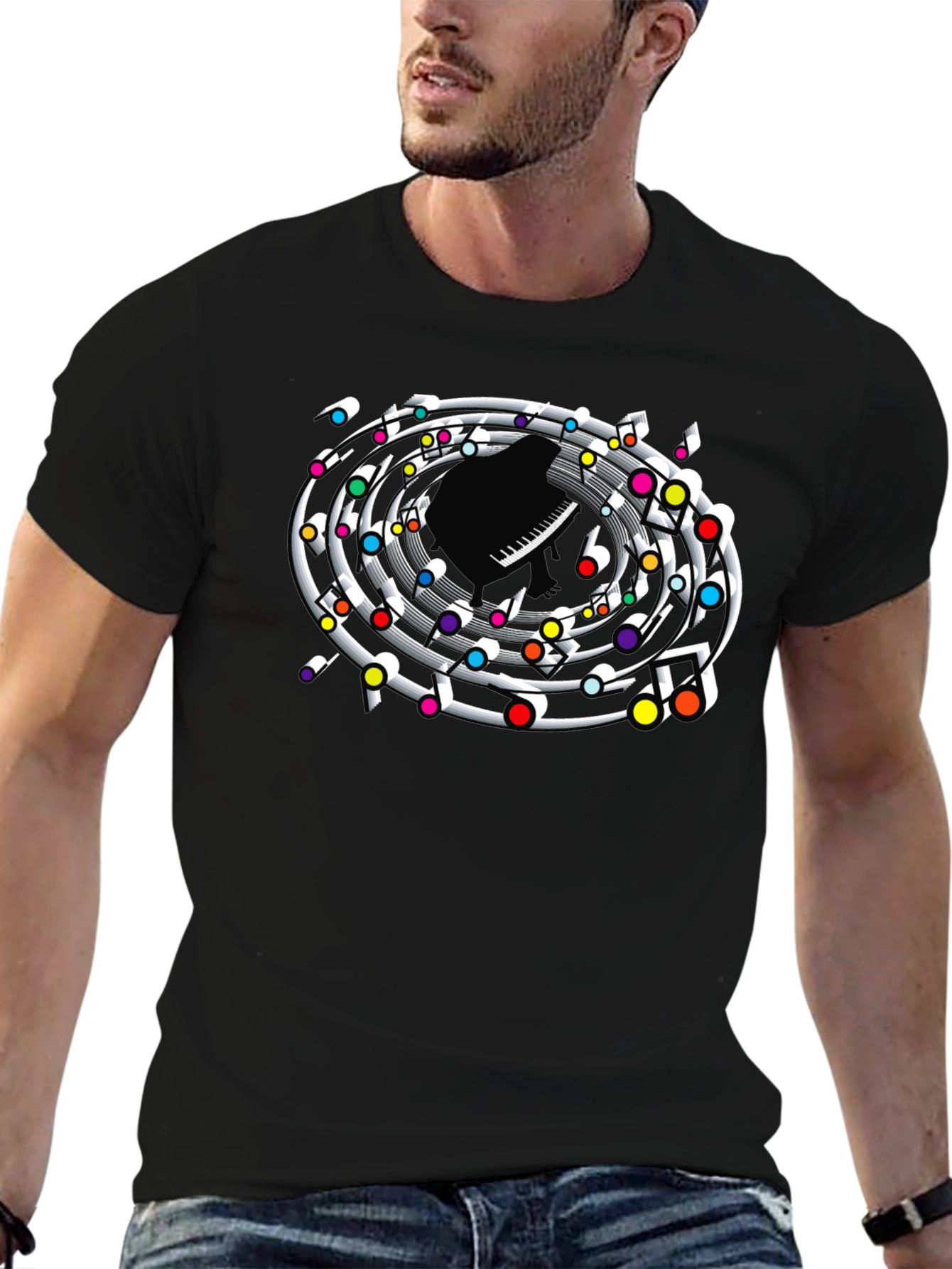 Musical Piano Notes Graphic Tee