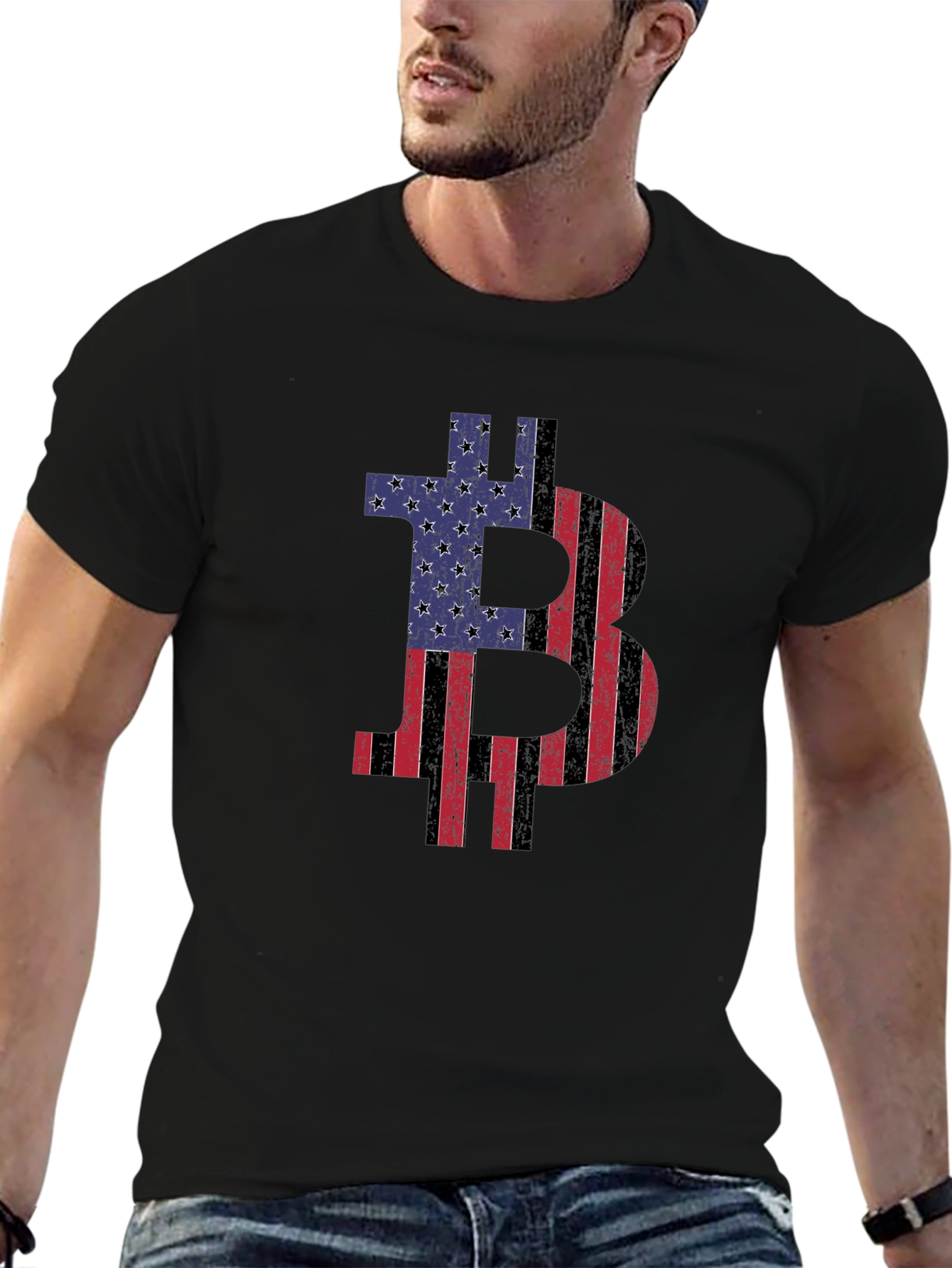 Bitcoin US Flag Graphic T-Shirt