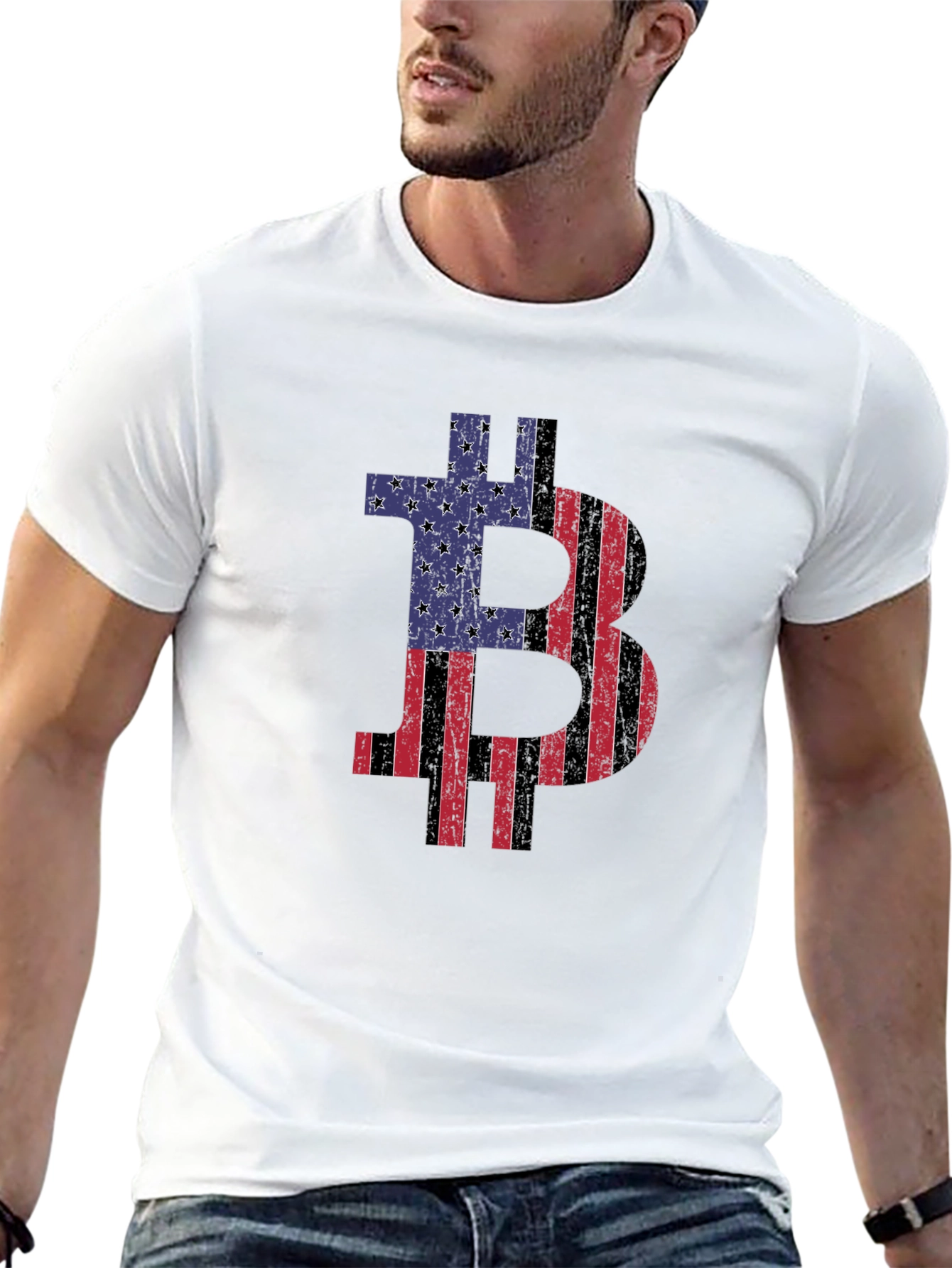 Bitcoin US Flag Graphic T-Shirt