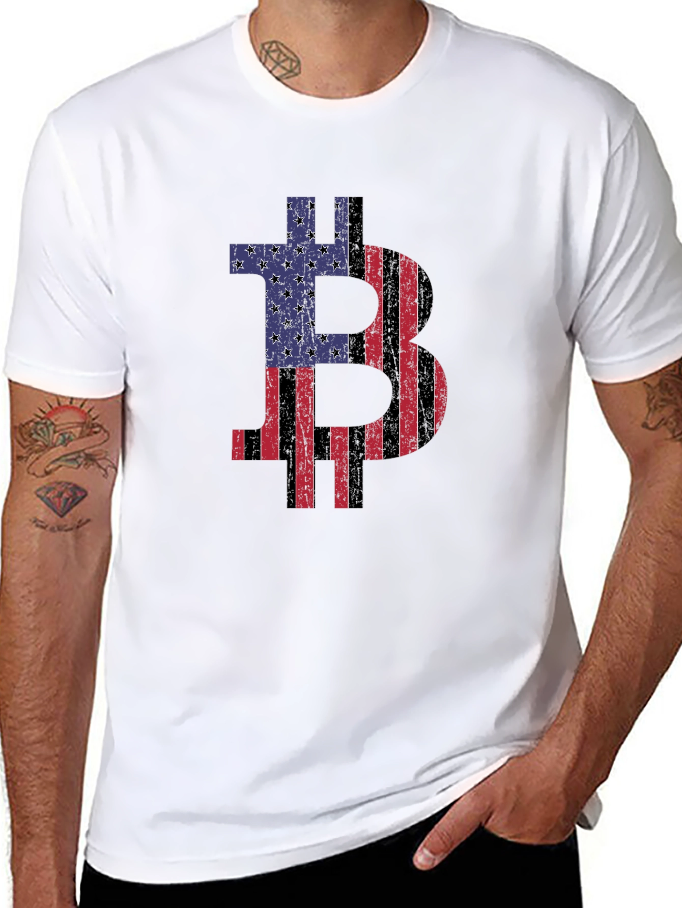 Bitcoin US Flag Graphic T-Shirt