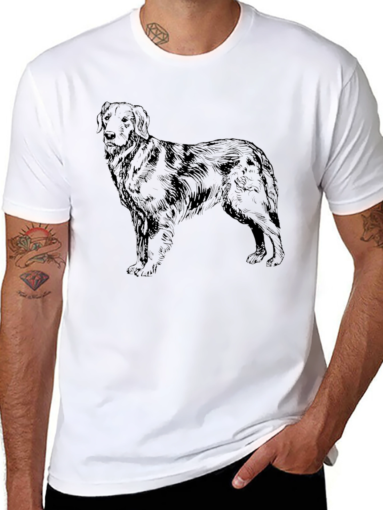 Black Dog Sketch Graphic Tee - Casual Style