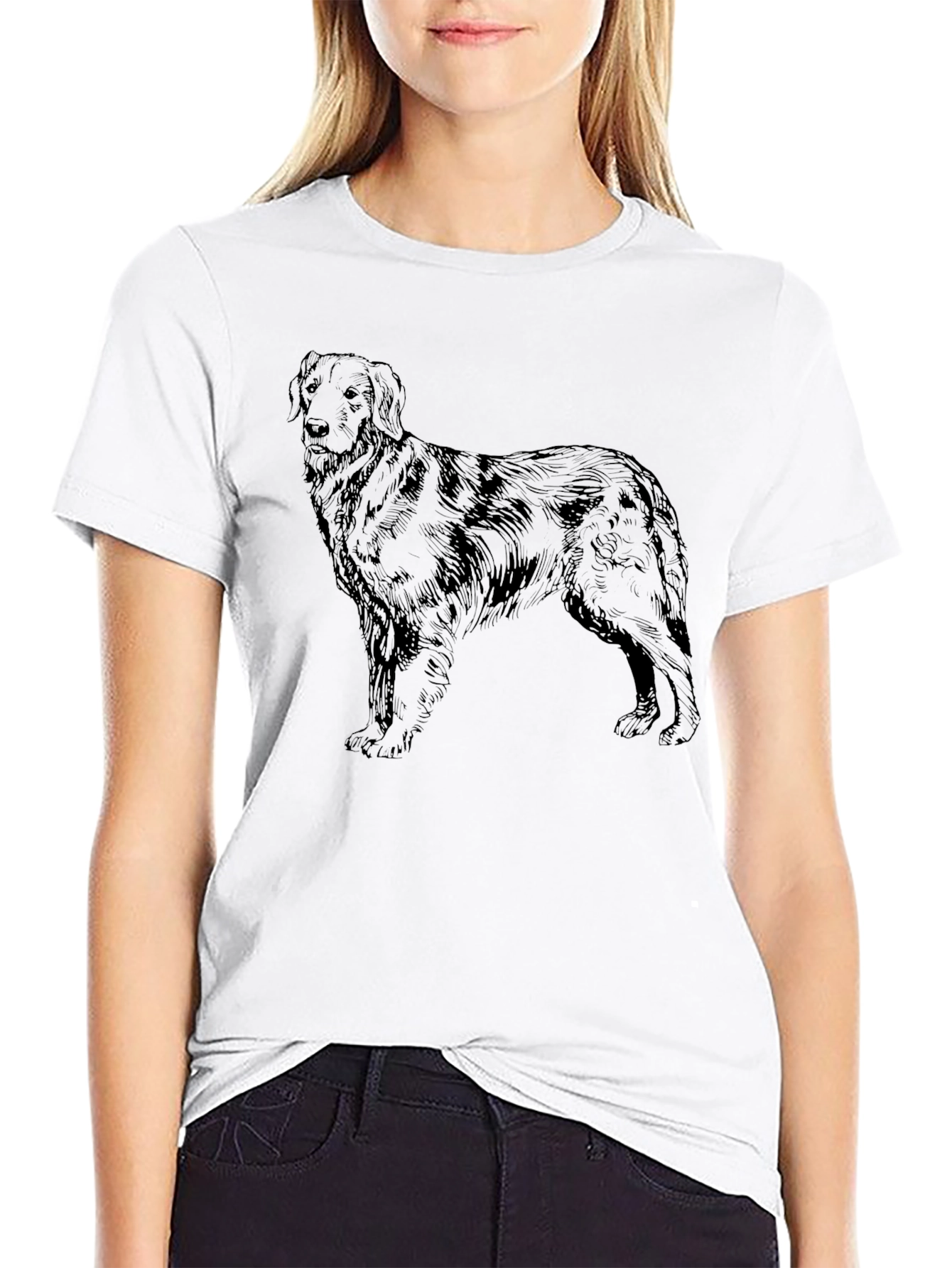 Black Dog Sketch Graphic Tee - Casual Style