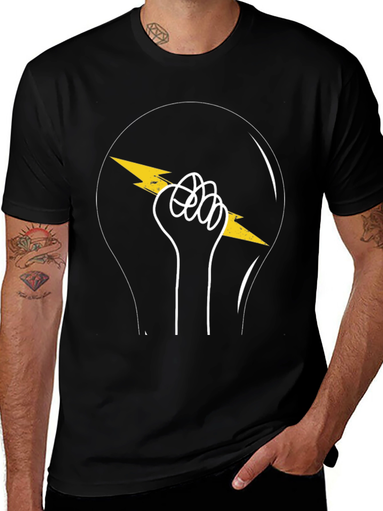 Electrifying Fist Graphic T-Shirt - Black