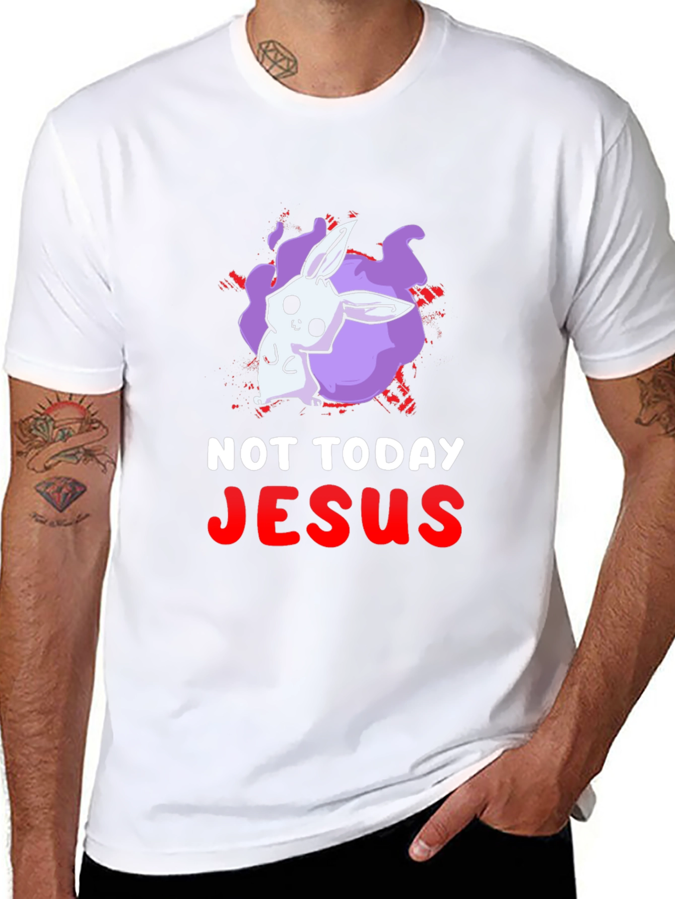 Not Today Jesus Bunny Graphic T-Shirt