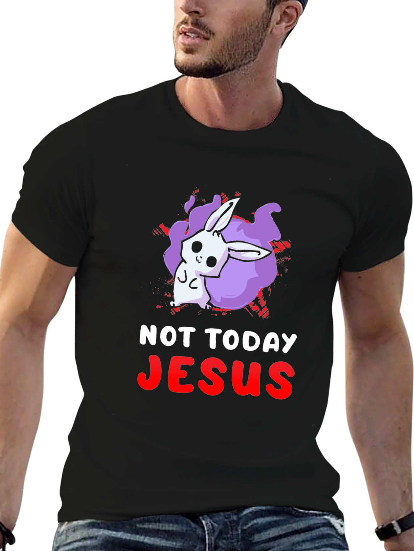 Not Today Jesus Bunny Graphic T-Shirt