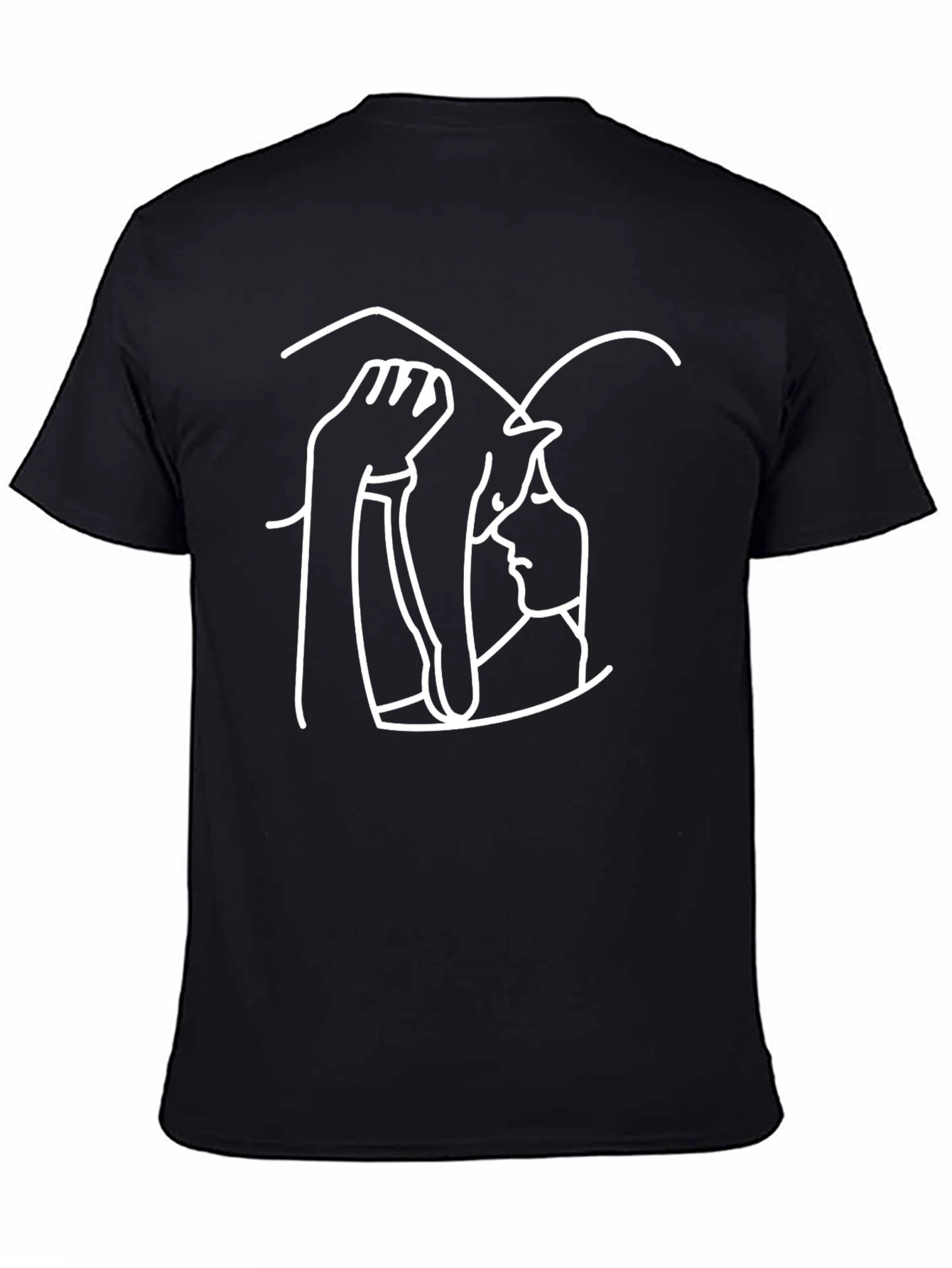 Abstract Line Art Graphic Tee - Black