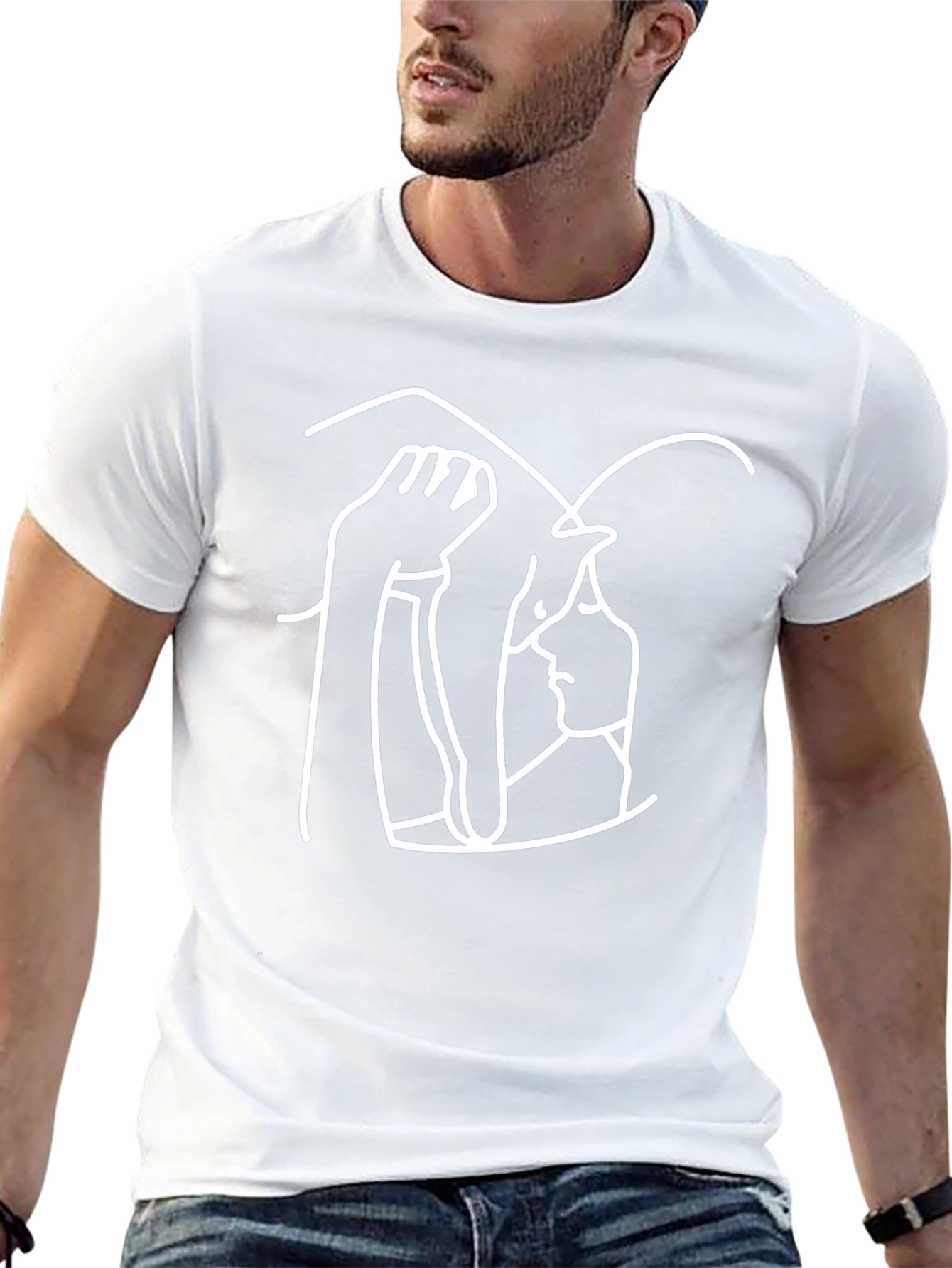 Abstract Line Art Graphic Tee - Black