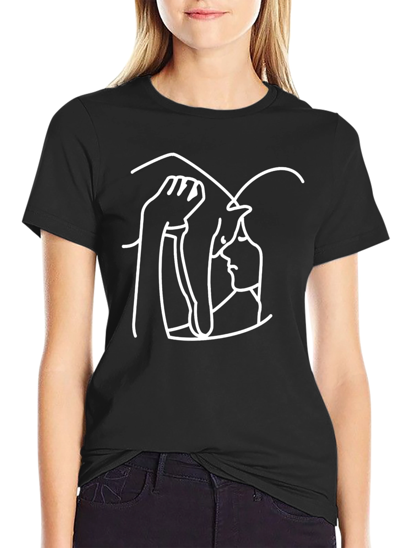 Abstract Line Art Graphic Tee - Black