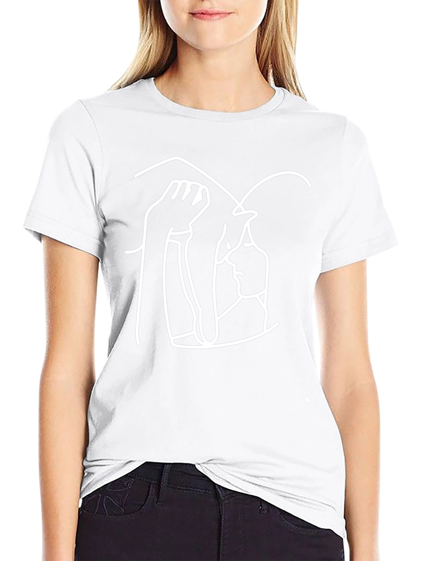 Abstract Line Art Graphic Tee - Black