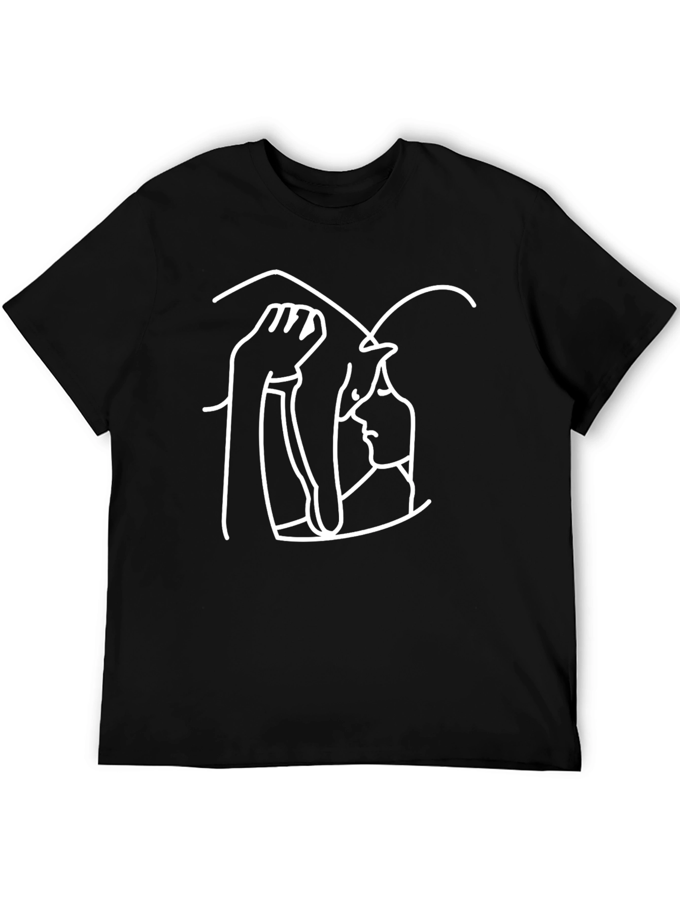 Abstract Line Art Graphic Tee - Black