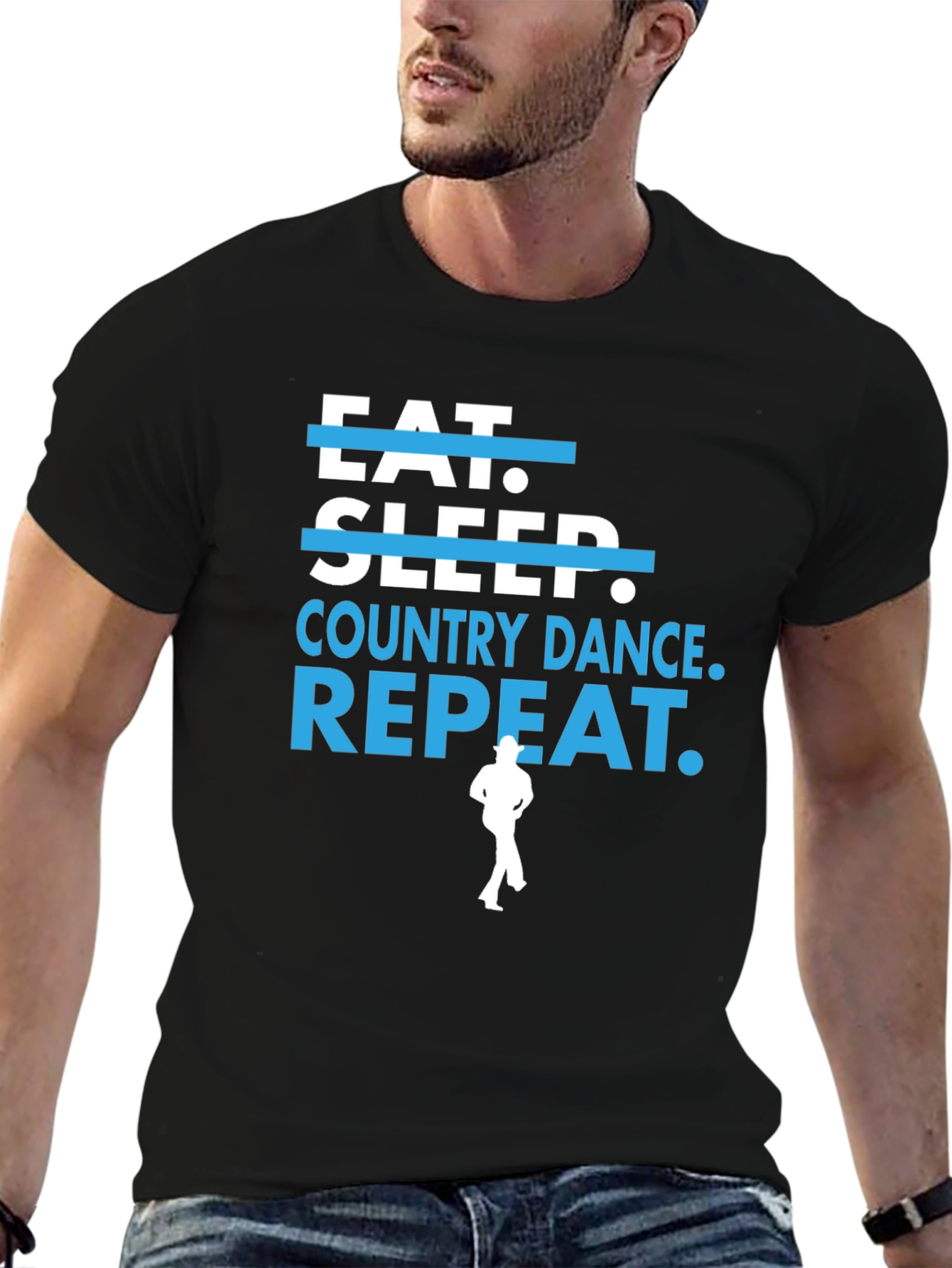 Eat Sleep Country Dance Repeat Black T-Shirt