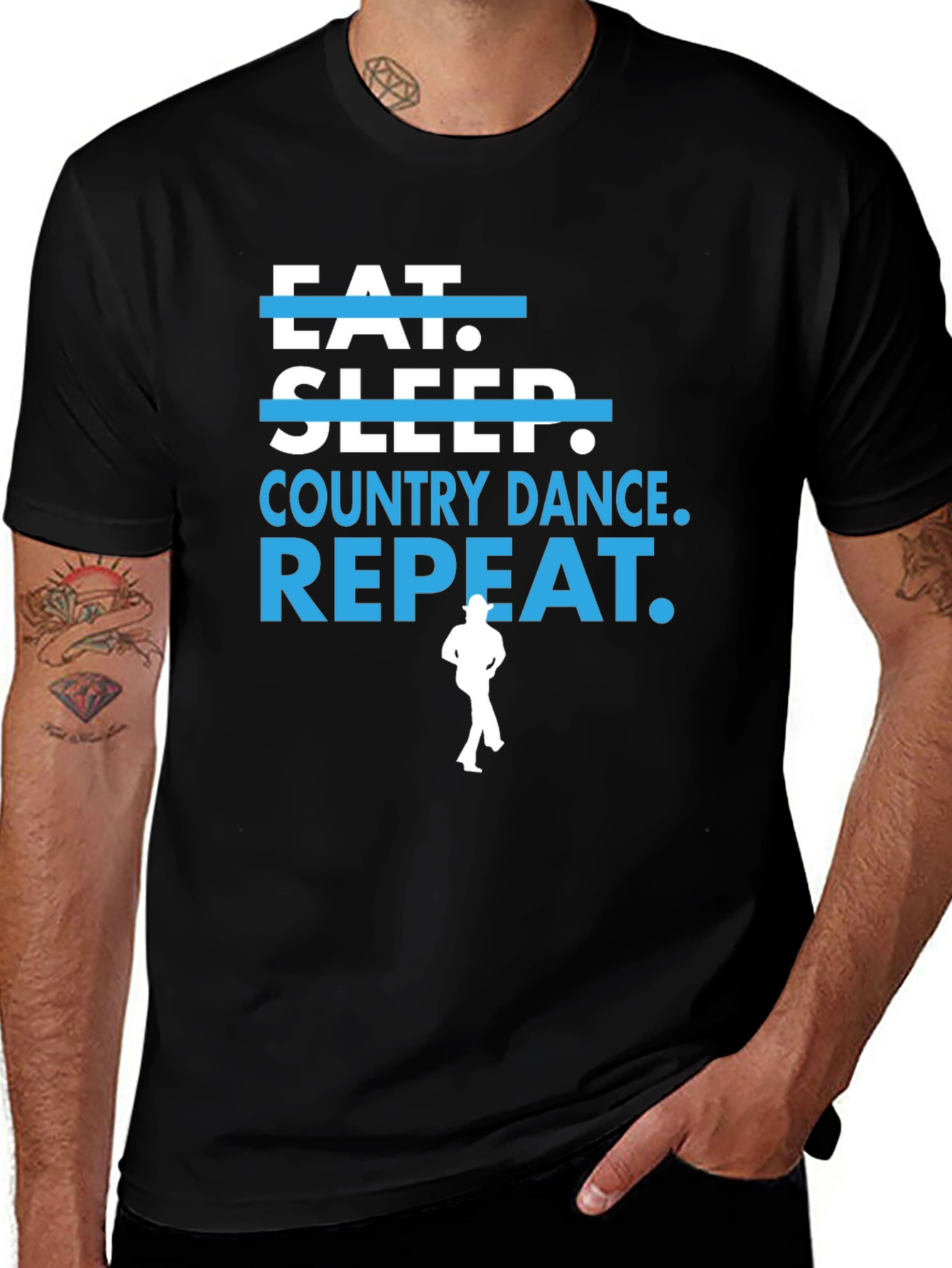Eat Sleep Country Dance Repeat Black T-Shirt