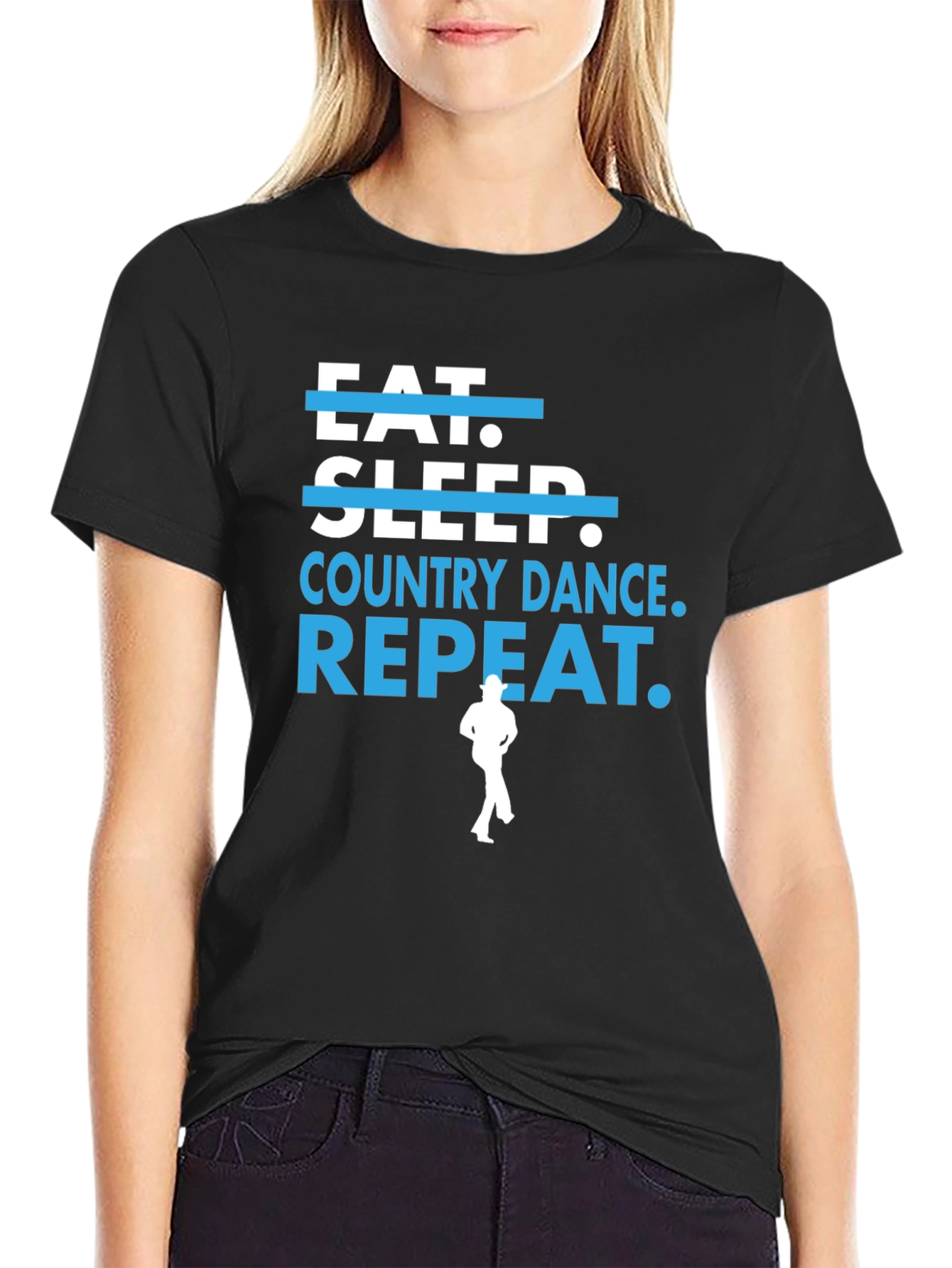 Eat Sleep Country Dance Repeat Black T-Shirt
