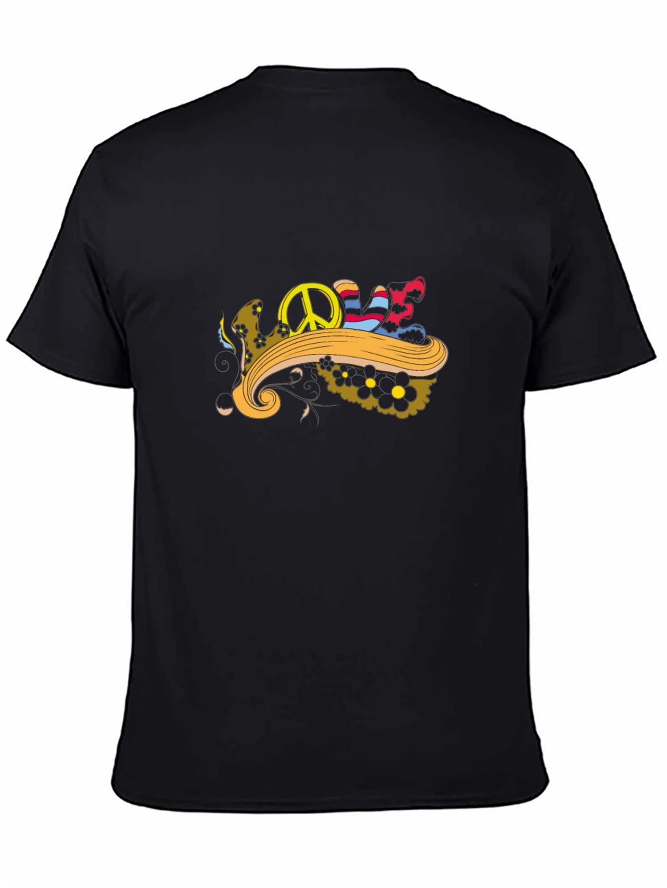 Peace Sign Graphic Black T-Shirt - Retro Style