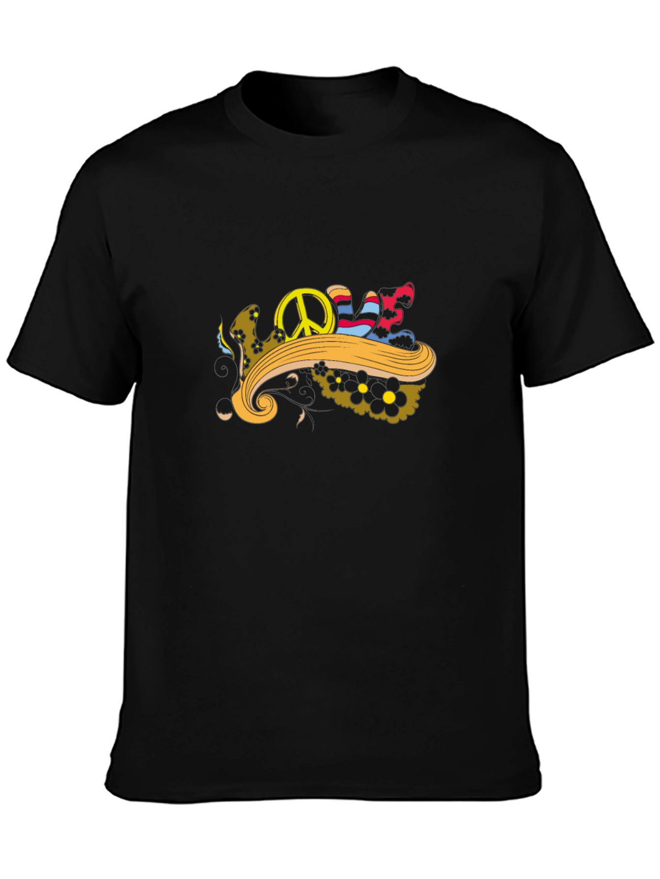 Peace Sign Graphic Black T-Shirt - Retro Style