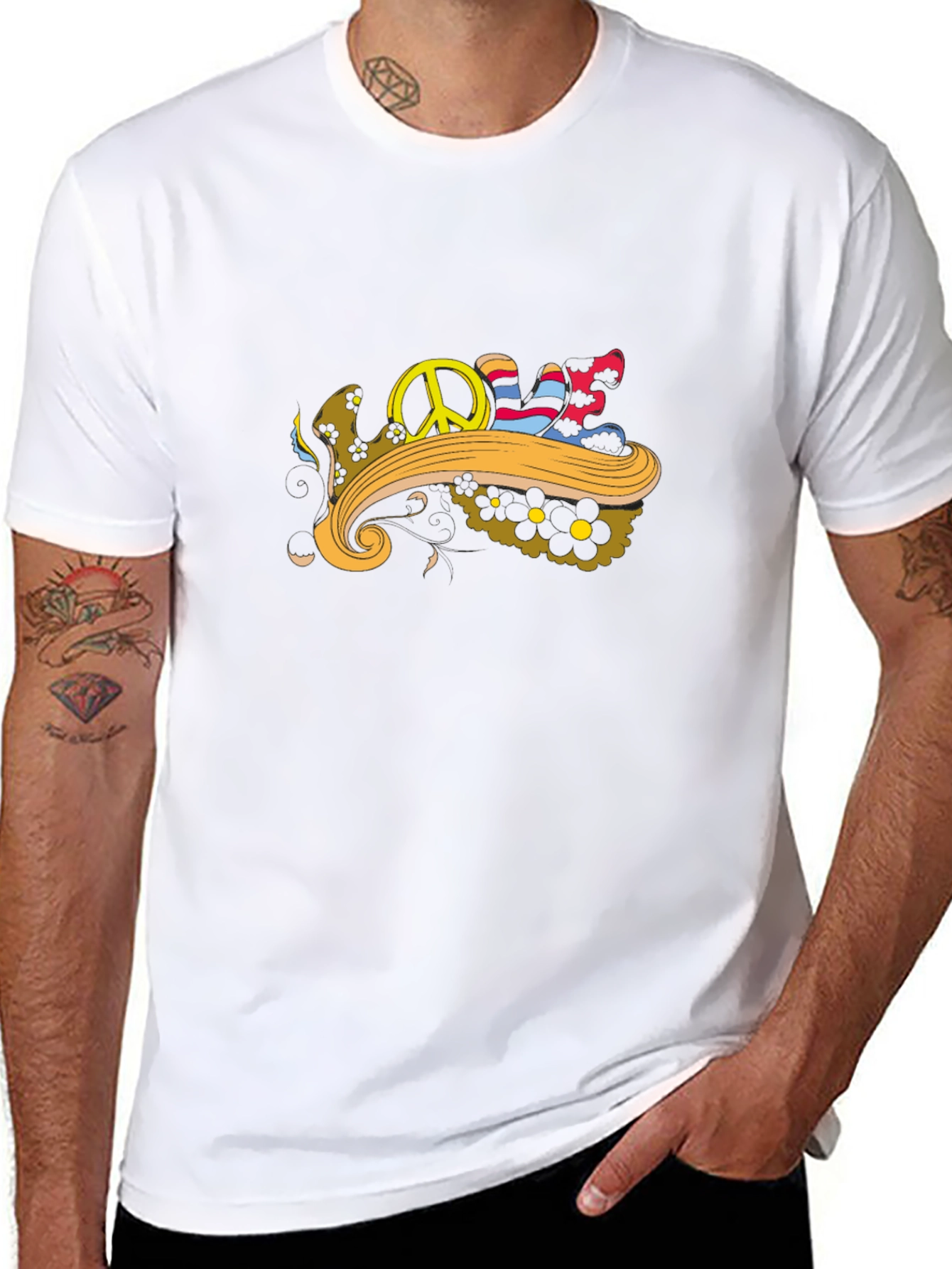 Peace Sign Graphic Black T-Shirt - Retro Style