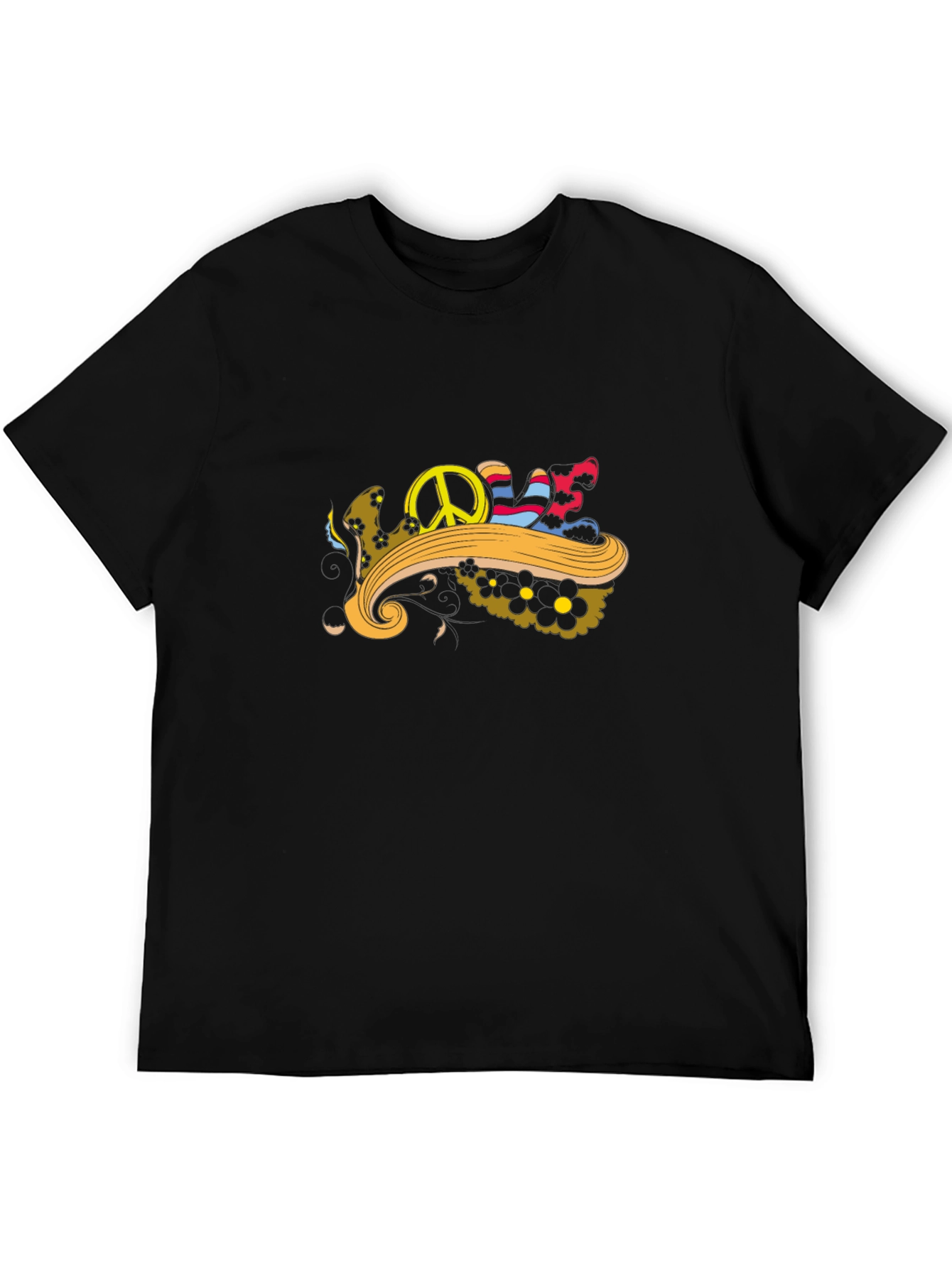 Peace Sign Graphic Black T-Shirt - Retro Style