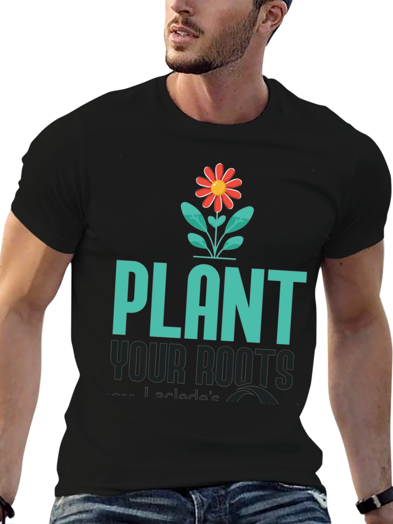 Plant Your Roots Graphic Tee - Black Cotton T-Shirt