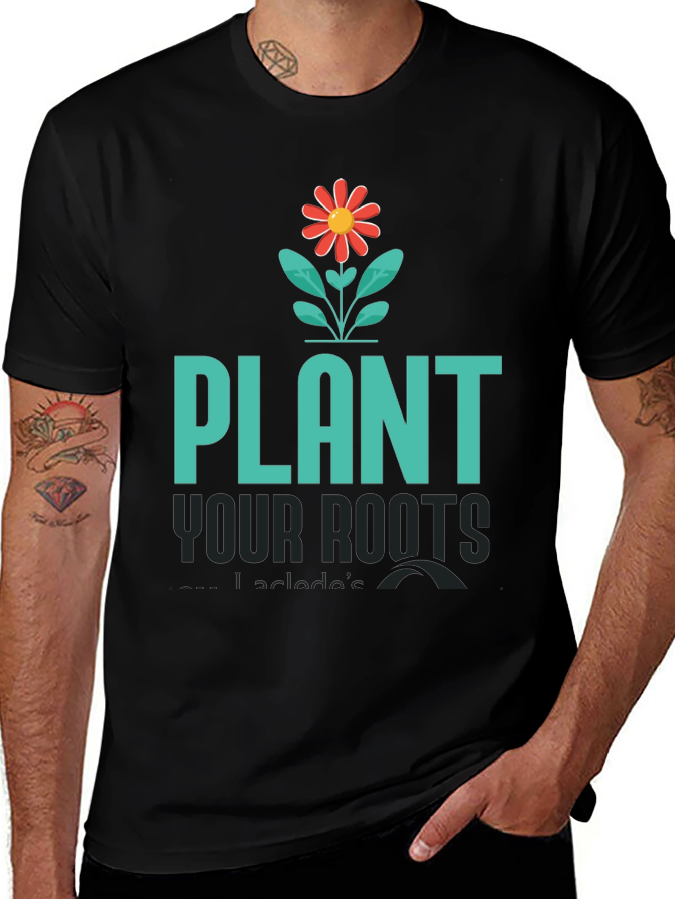 Plant Your Roots Graphic Tee - Black Cotton T-Shirt