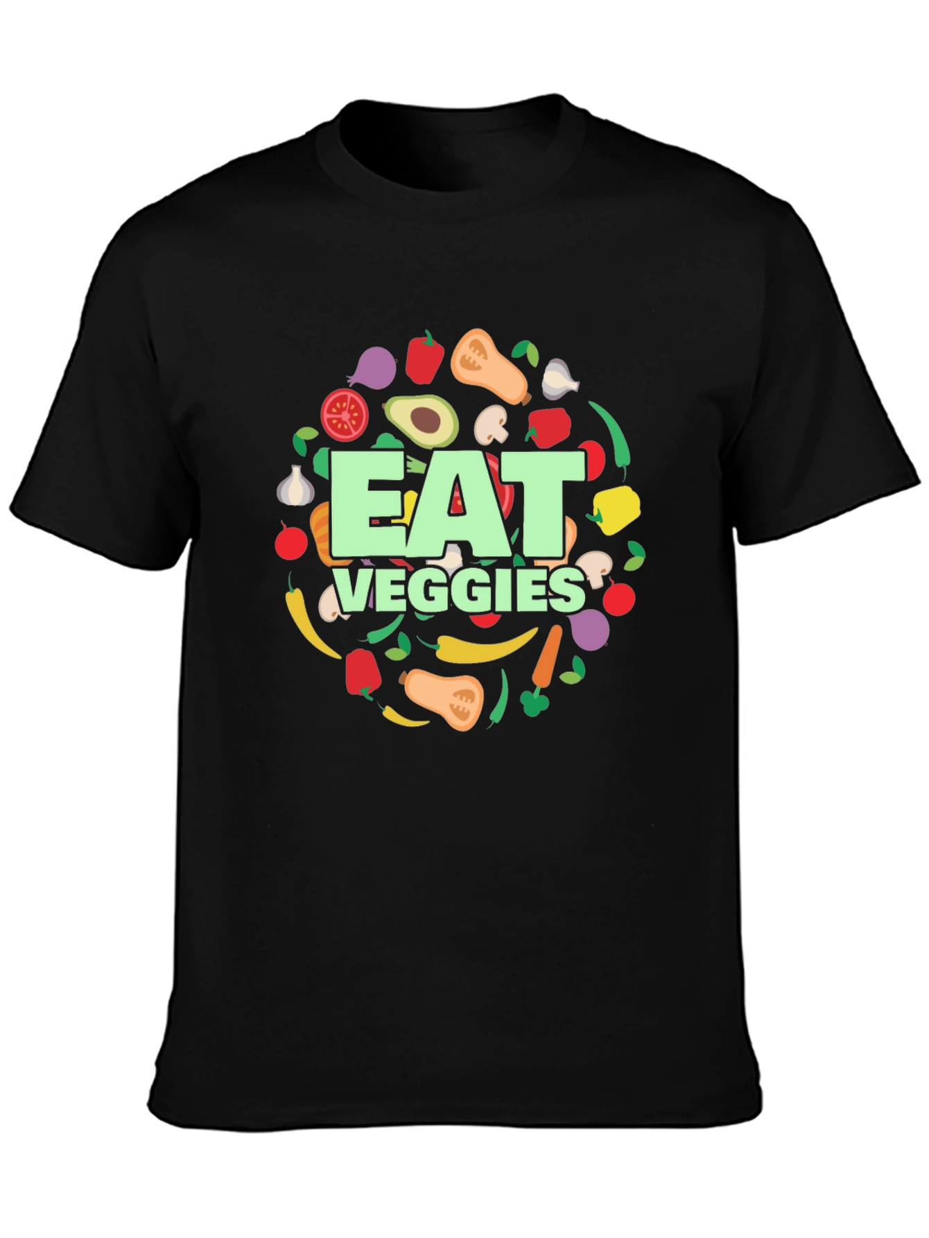 Eat Veggies T-Shirt - Black Graphic Tee