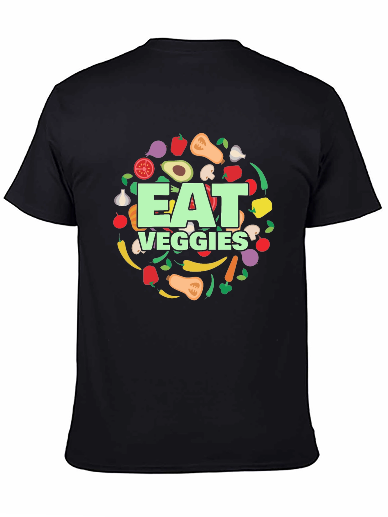 Eat Veggies T-Shirt - Black Graphic Tee
